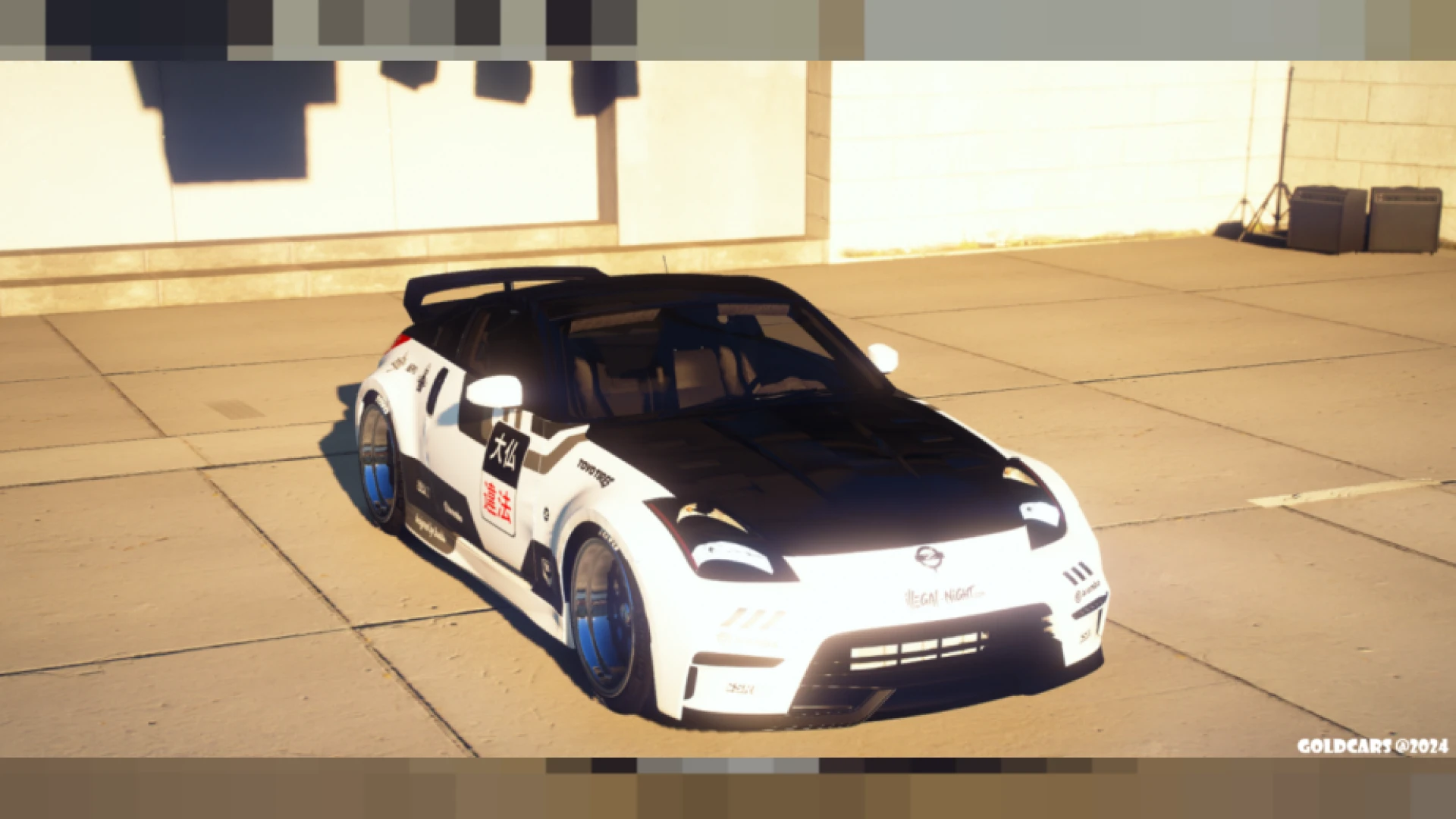 352JZ drift build FiveM tuner car rear three-quarter view