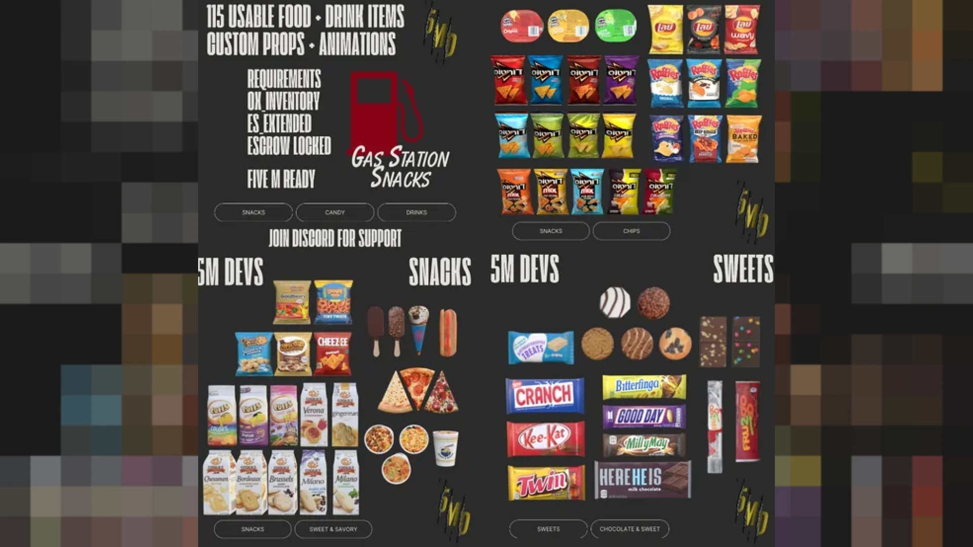 Gas station food props filling a convenience store shelf