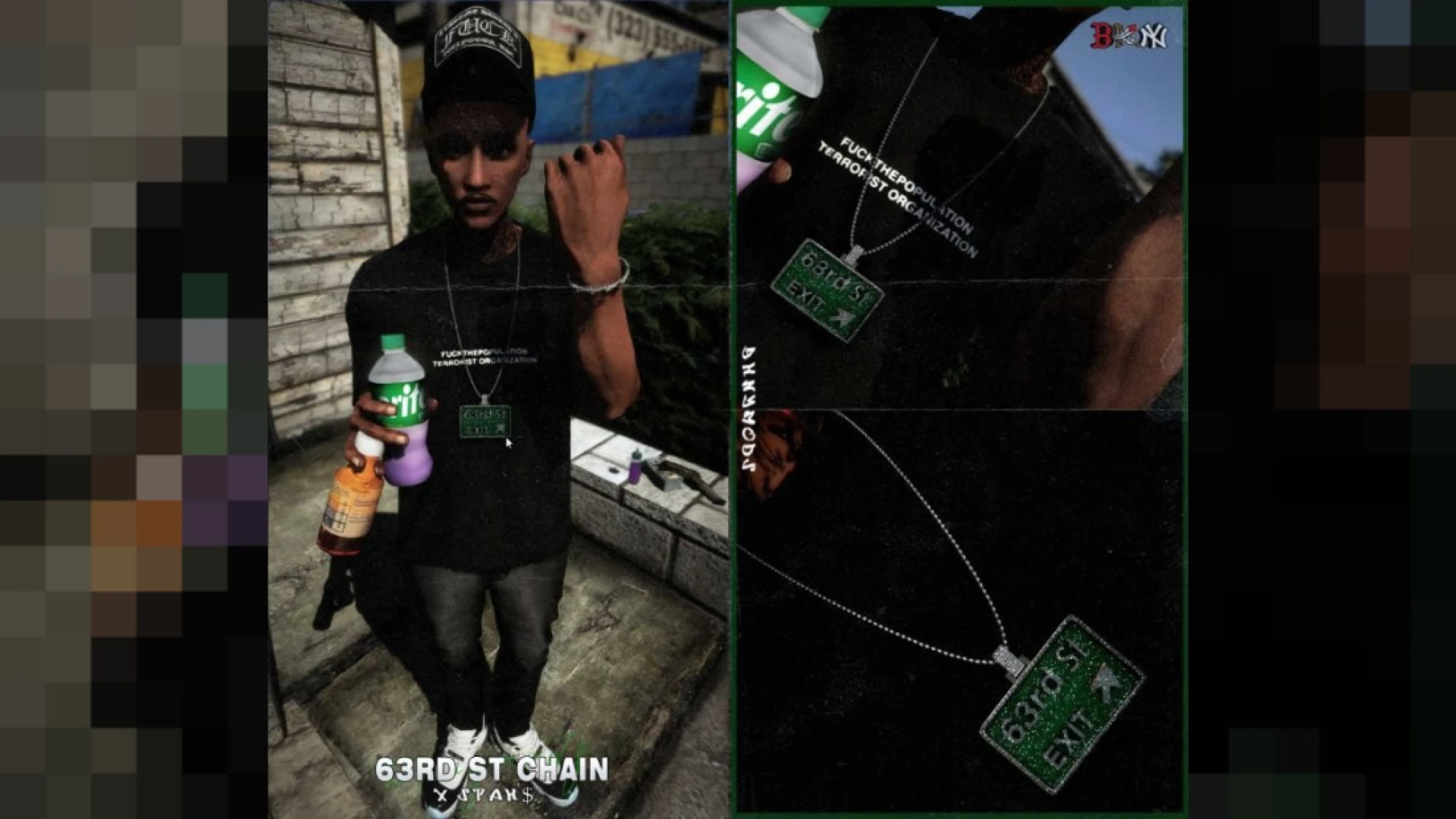 68rd street chain pendant accessory shown on a FiveM freemode character