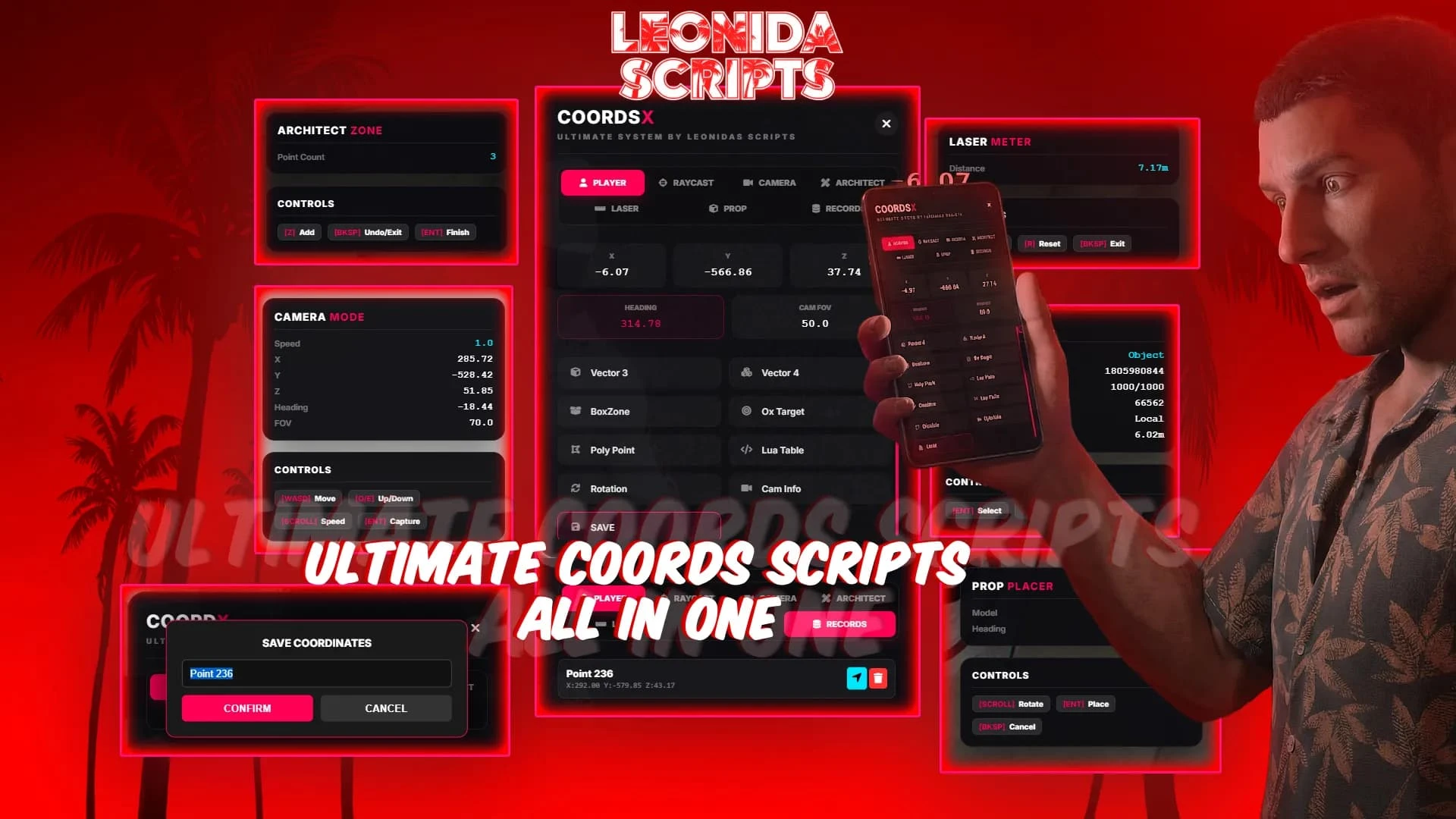 Admin Coords Toolkit FiveM developer tool — copying coordinates in-game