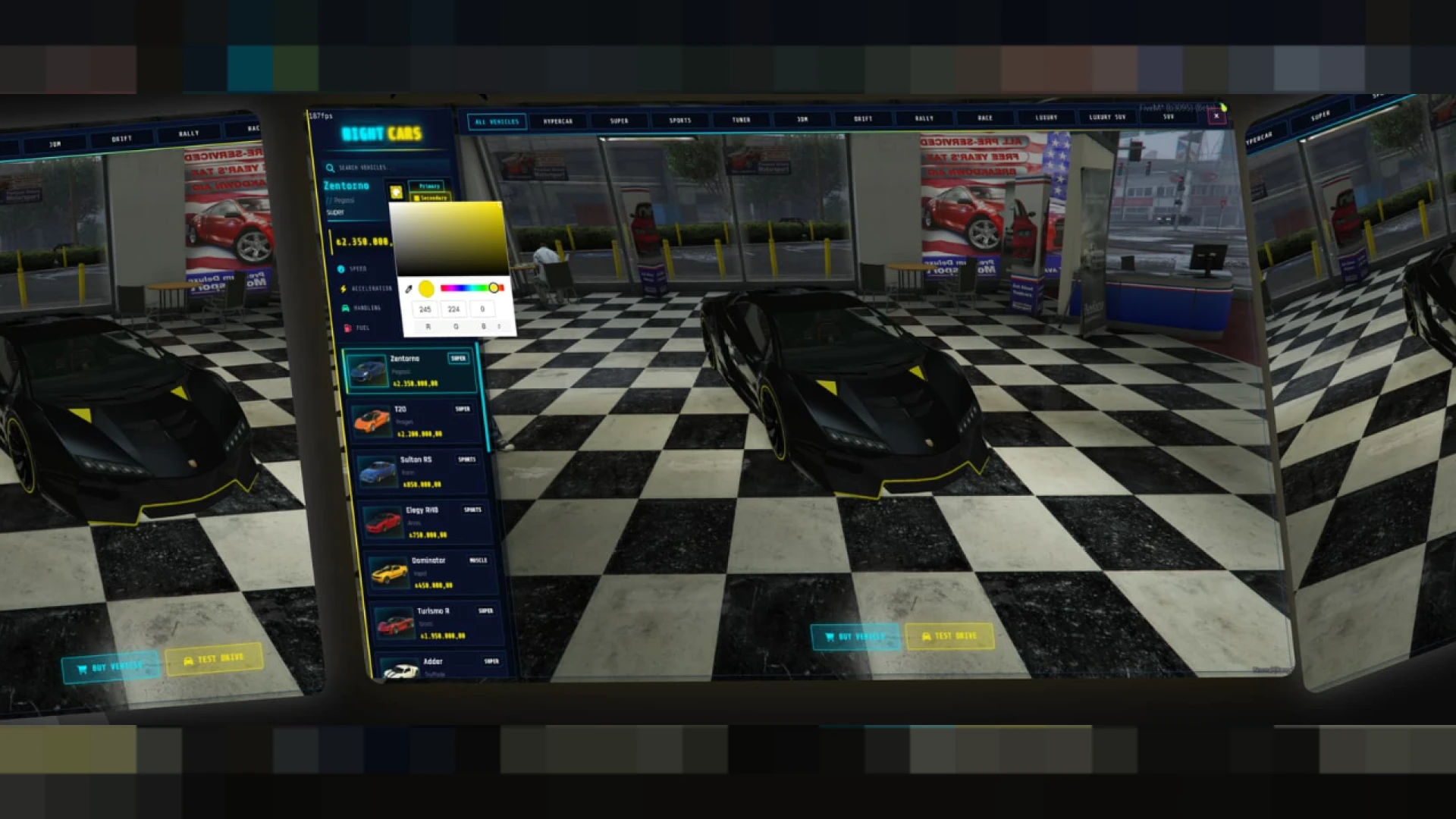 Advanced car shop system catalog and showroom in FiveM