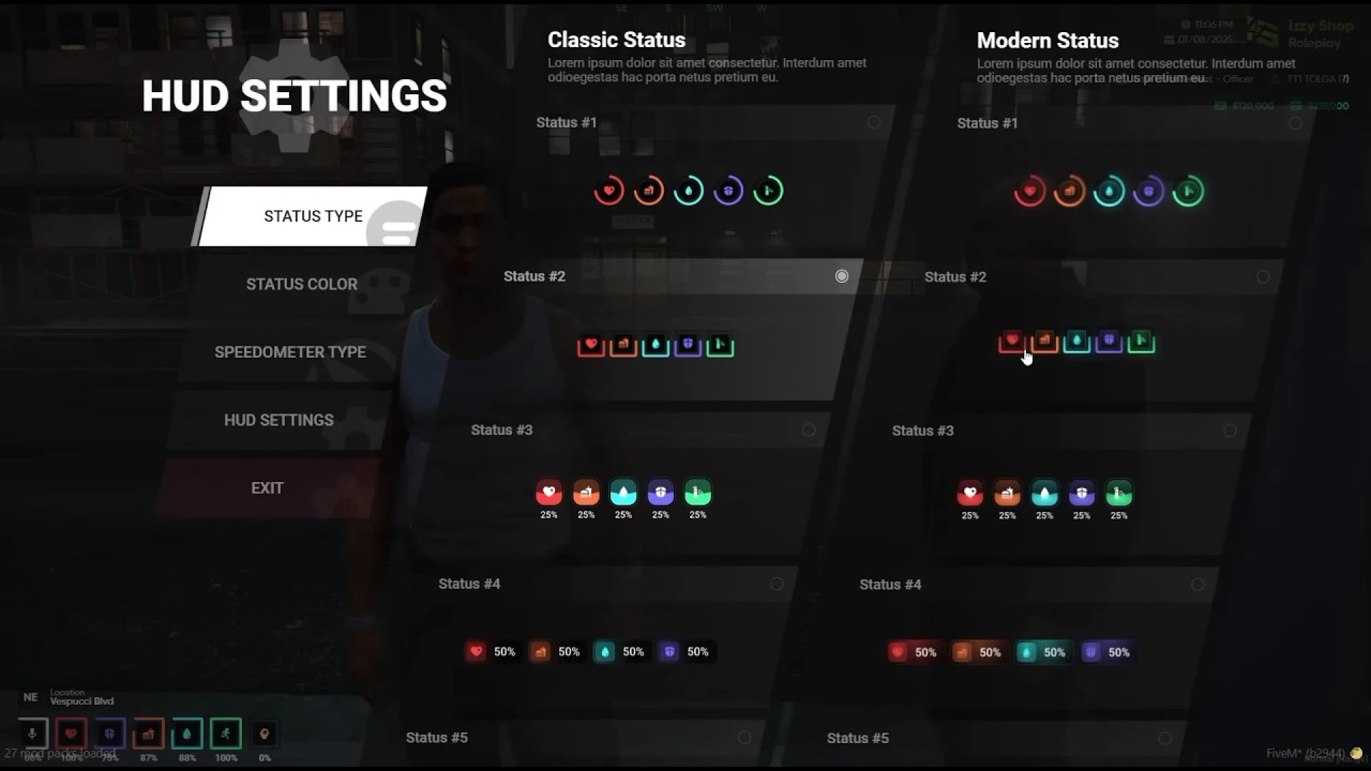 Advanced HUD V6 — modern FiveM hud with status bars and speedometer