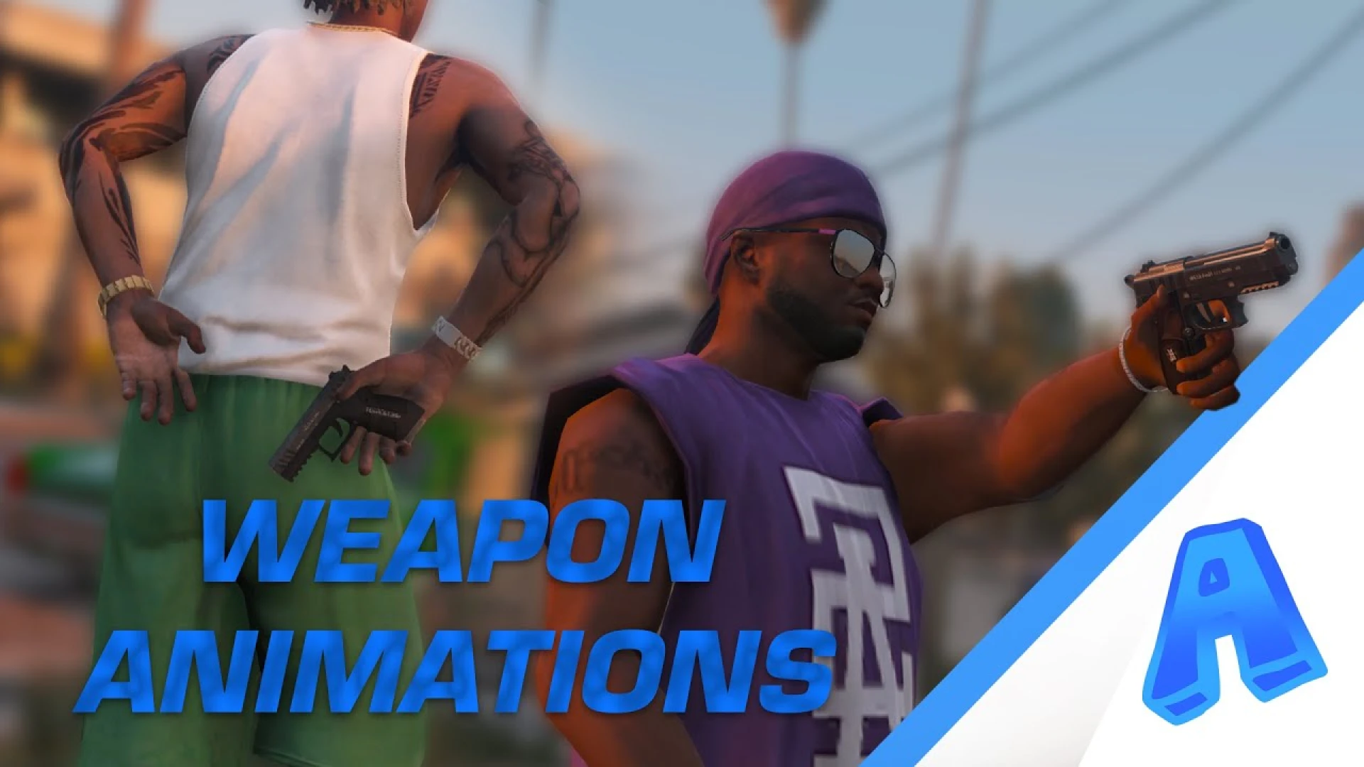 Advanced weapon animation script demonstrated on a character in FiveM