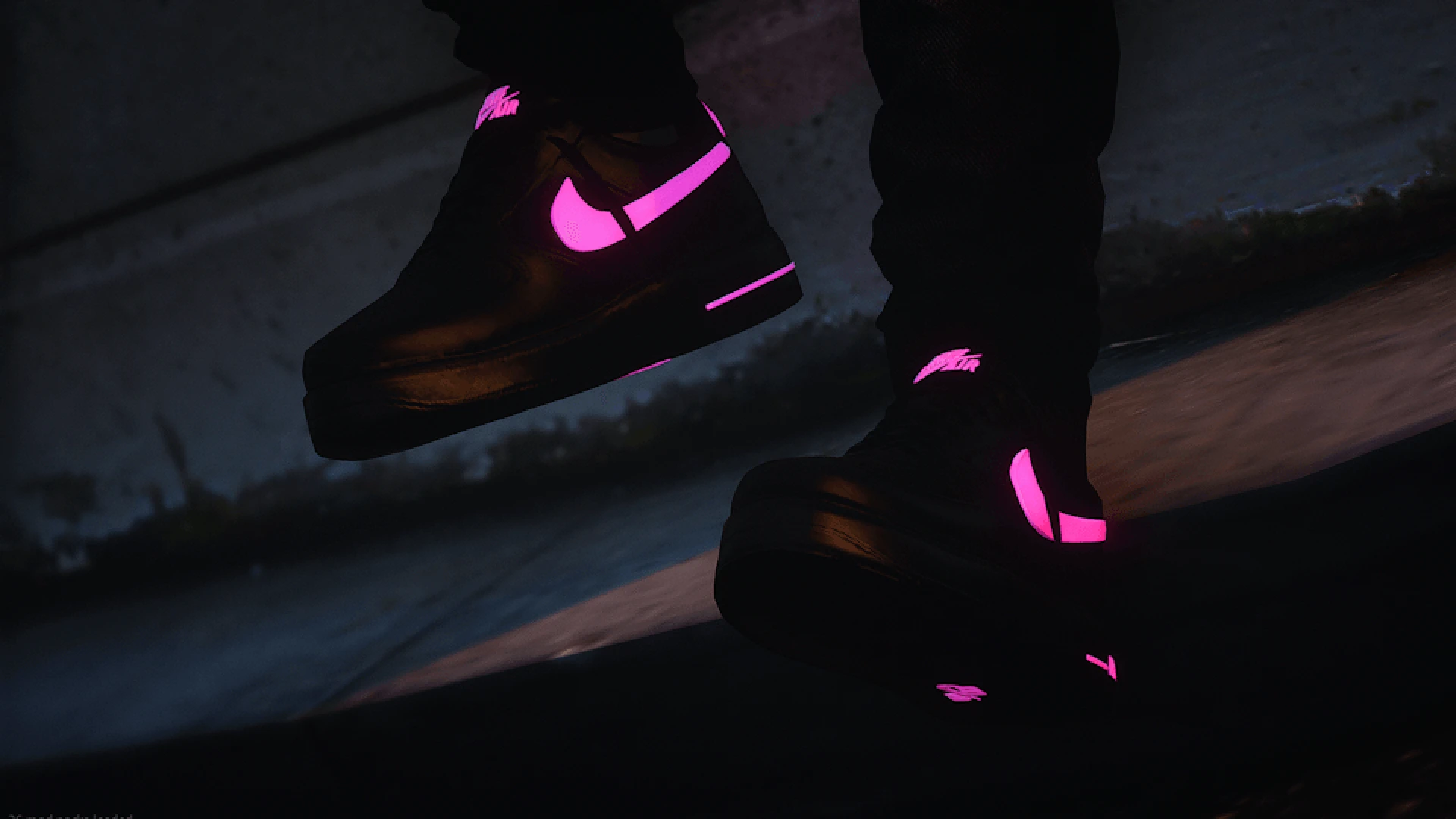 AF1 glow shoes shown on a FiveM freemode character at night — view 2