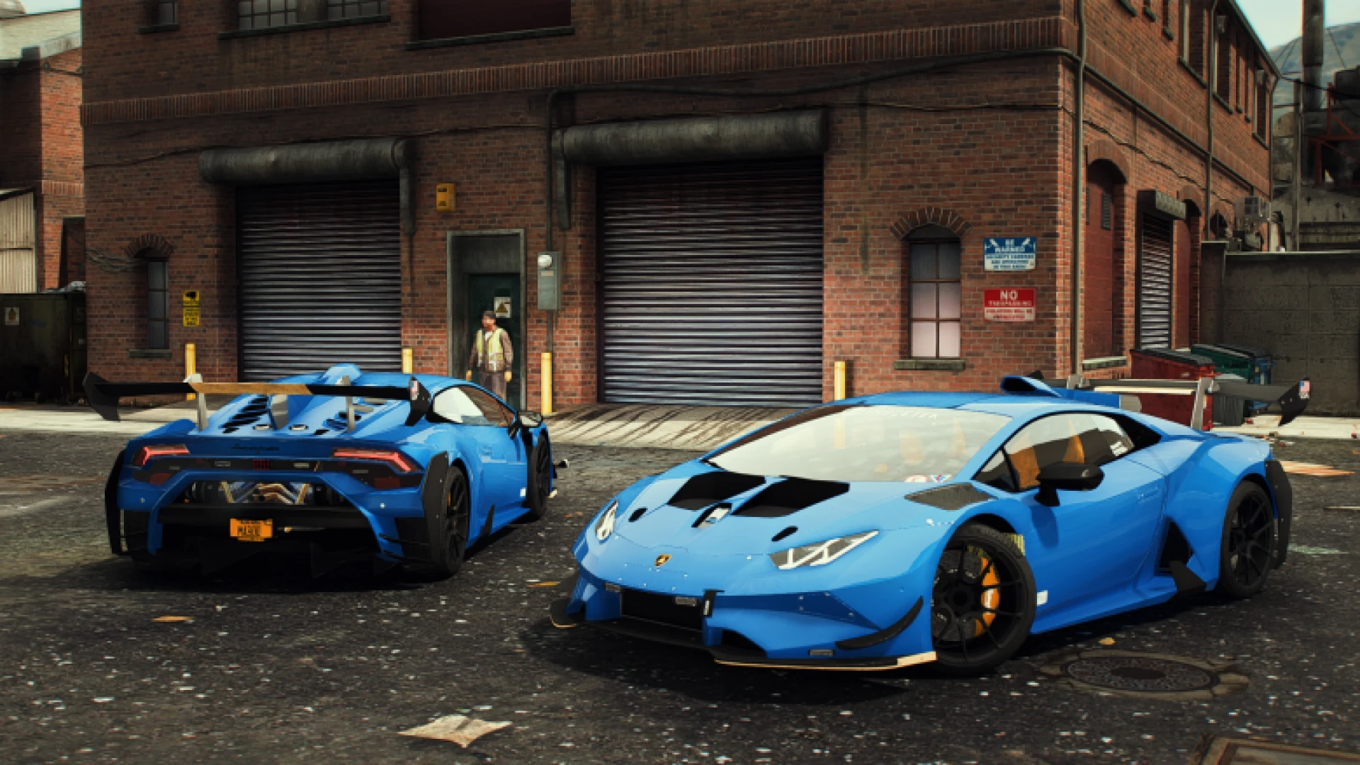 Alex Choi Lamborghini Huracan with race livery and aero on a FiveM street