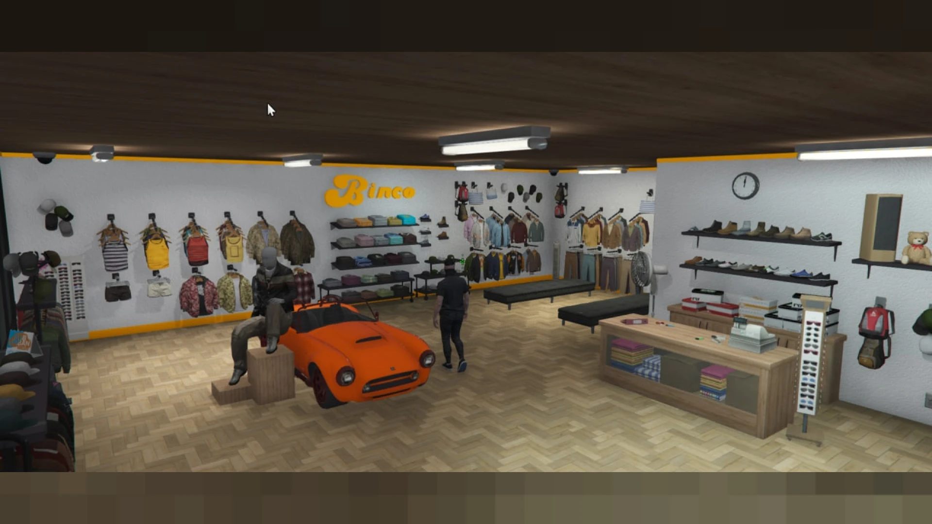 All Bincos Reworked MLO clothing store interior with racks in FiveM