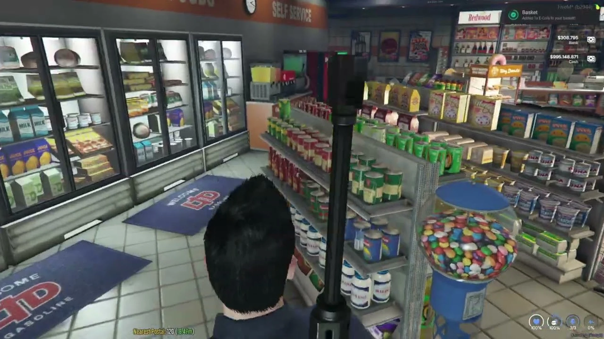 Alternative shopping system cart interface open in a FiveM store
