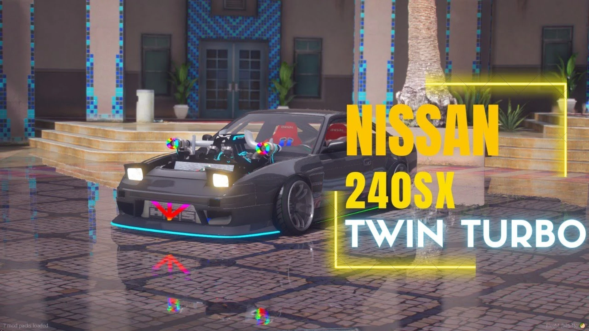 animated Nissan 240SX FiveM vehicle shown in-game