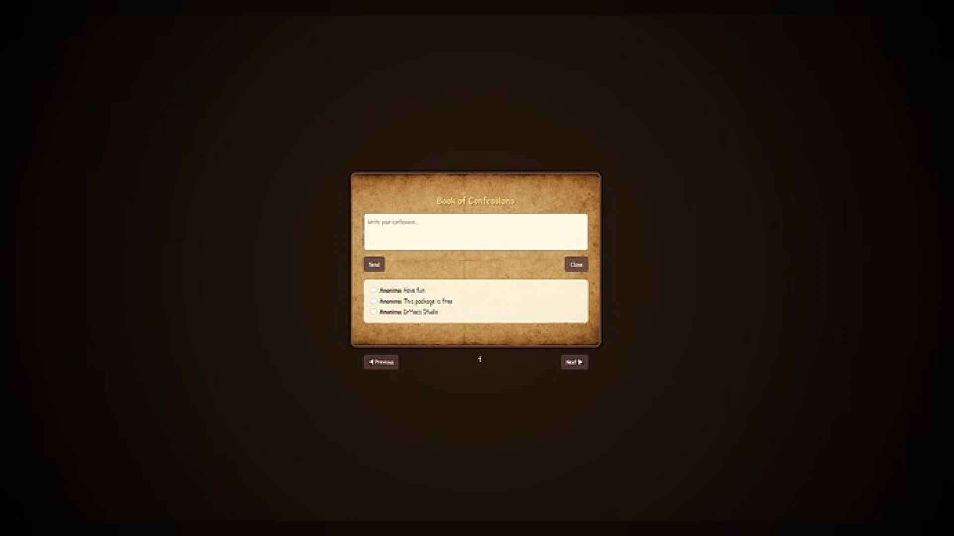 Anonymous message book note interface in FiveM — view 2