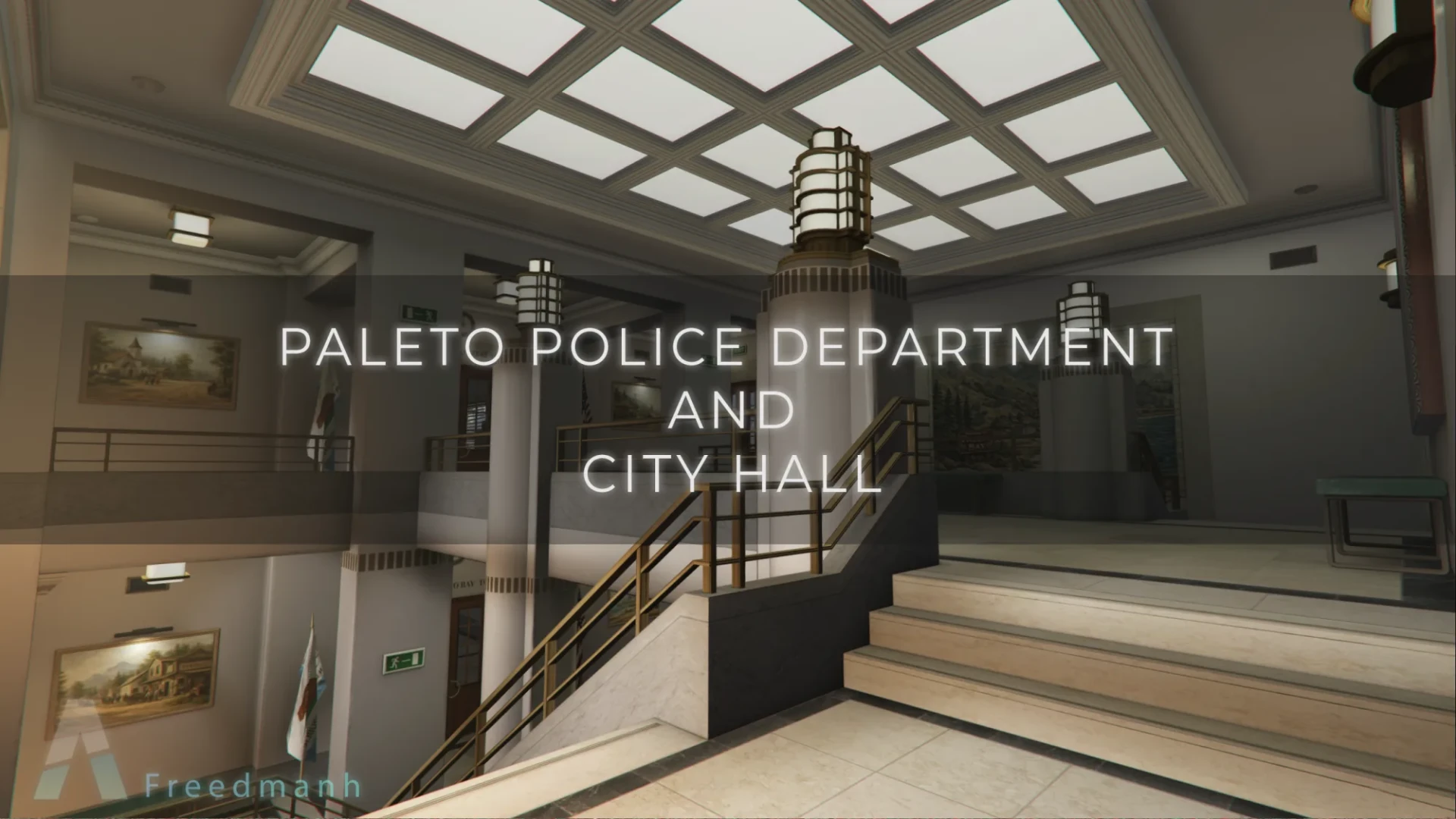 Paleto Bay PD and city hall building exterior in a FiveM northern town