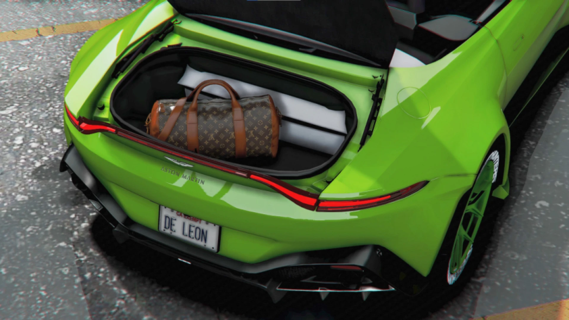 Aston Martin Vantage Roadster Widebody FiveM car with roof down at sunset — view 2