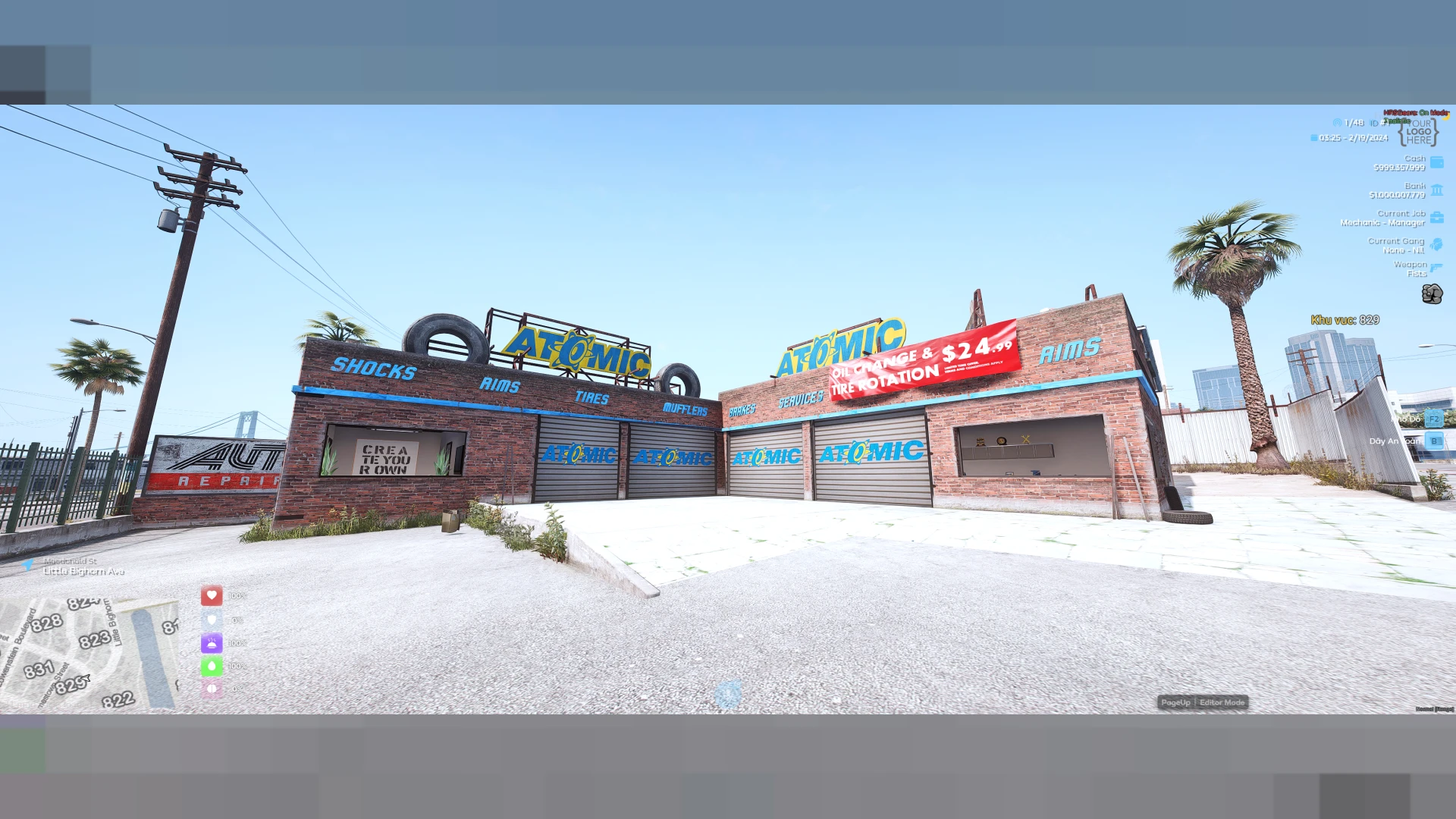Atomic mechanic mlo garage with lifts, tools and service bays