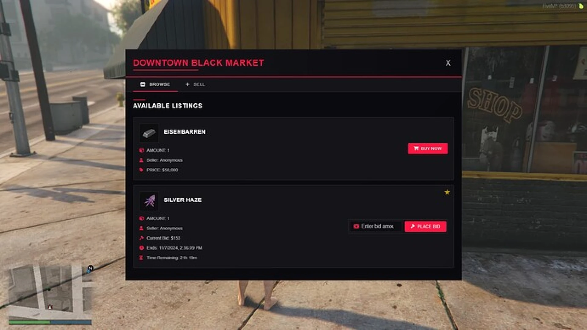 Auction House FiveM script — players bidding at an auction house