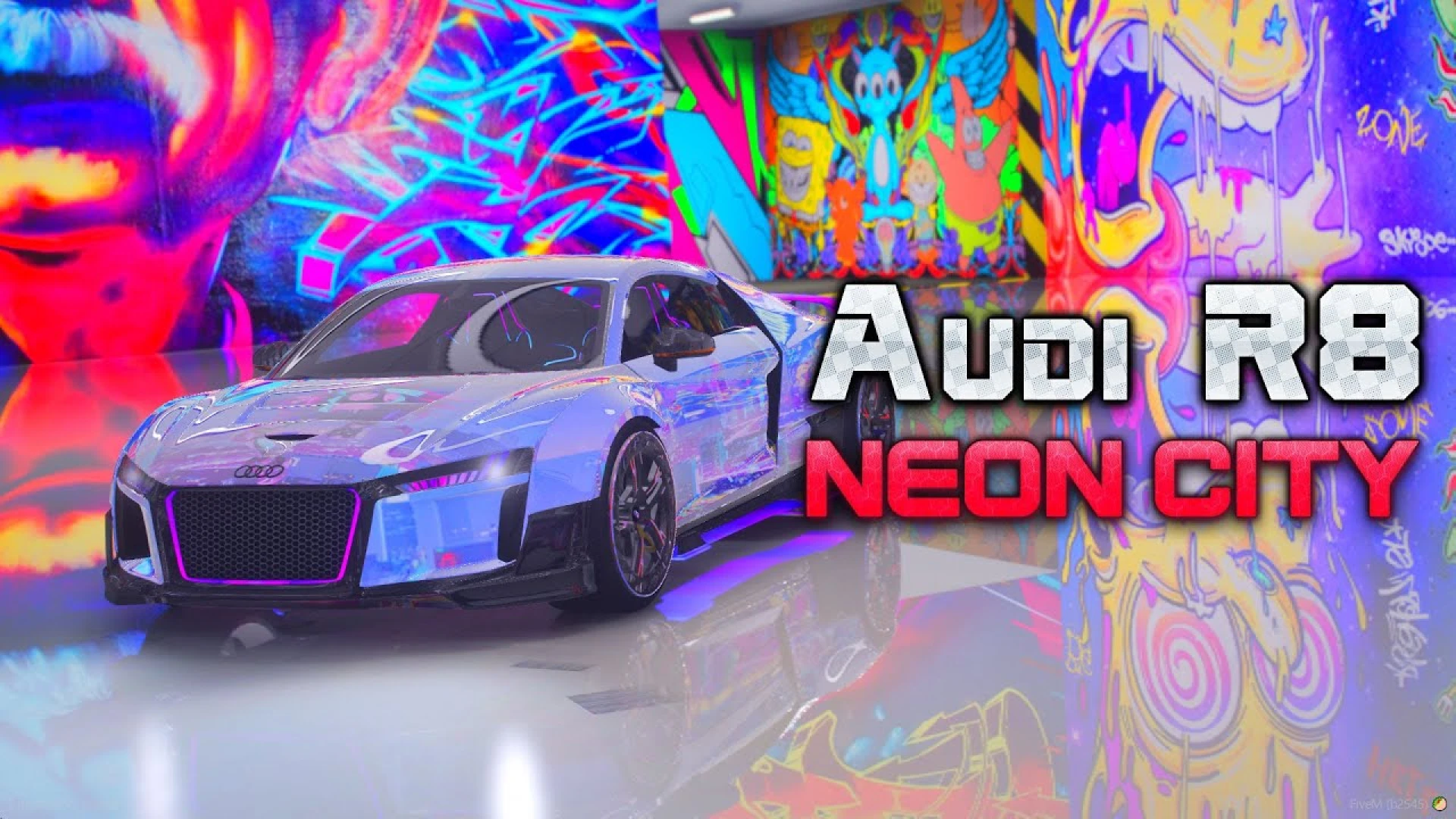 Audi R8 Neon City animated add-on car in FiveM