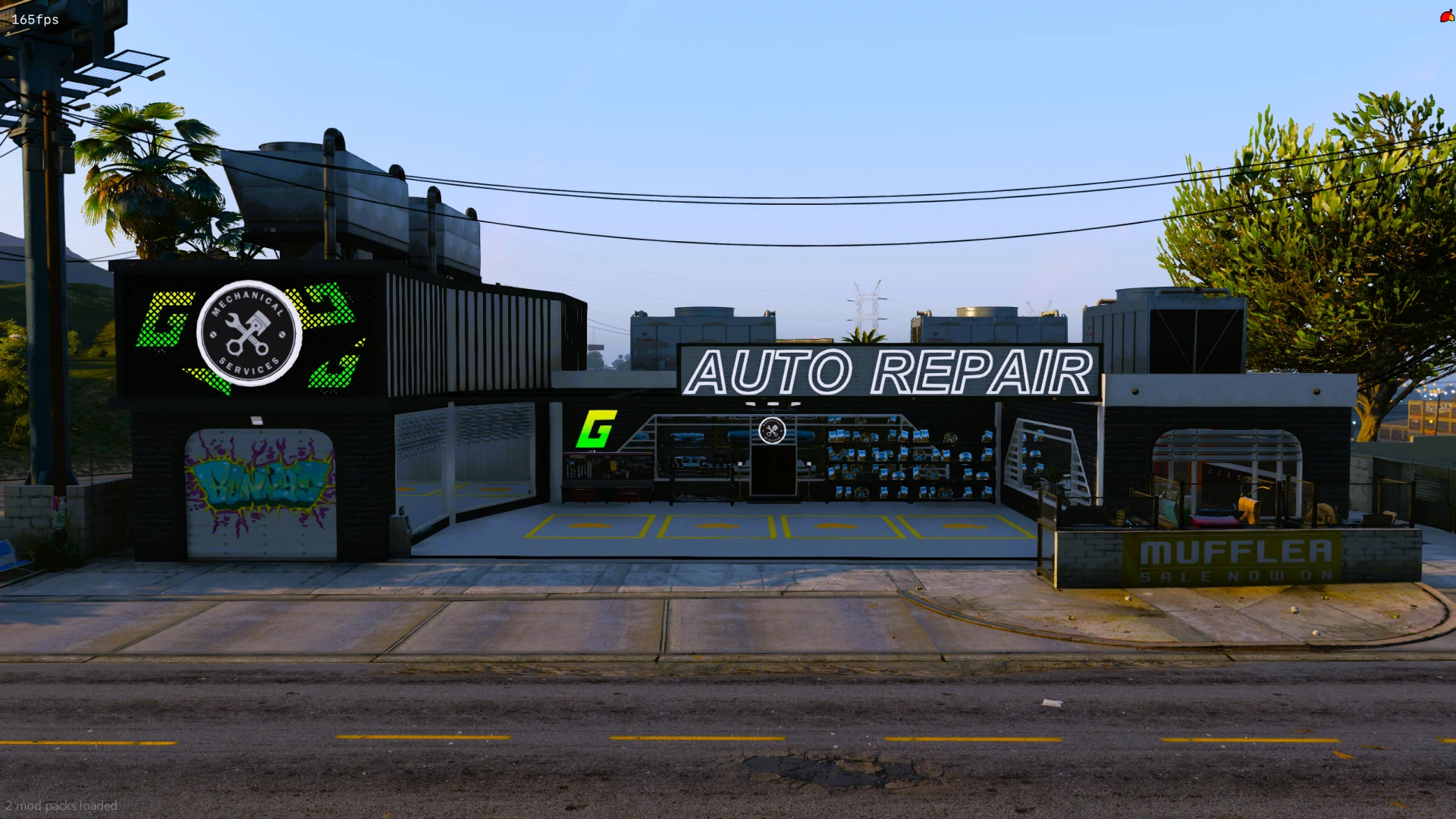 Auto repair shop MLO with work bays, lift, and tool benches in FiveM