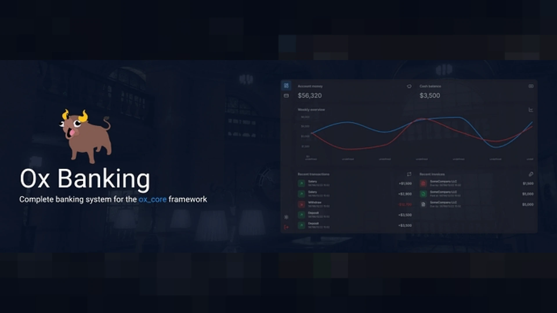 Banking system script account dashboard in FiveM