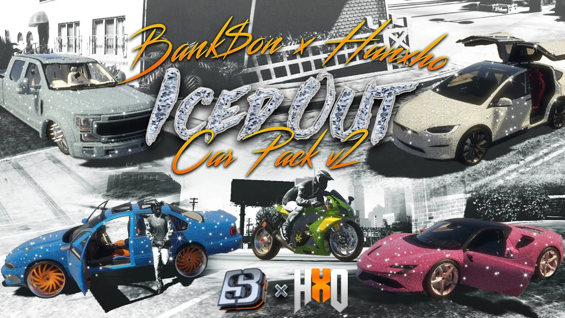 Bankson Iced Out Car pack showing flashy chrome and diamond finished vehicles — view 2