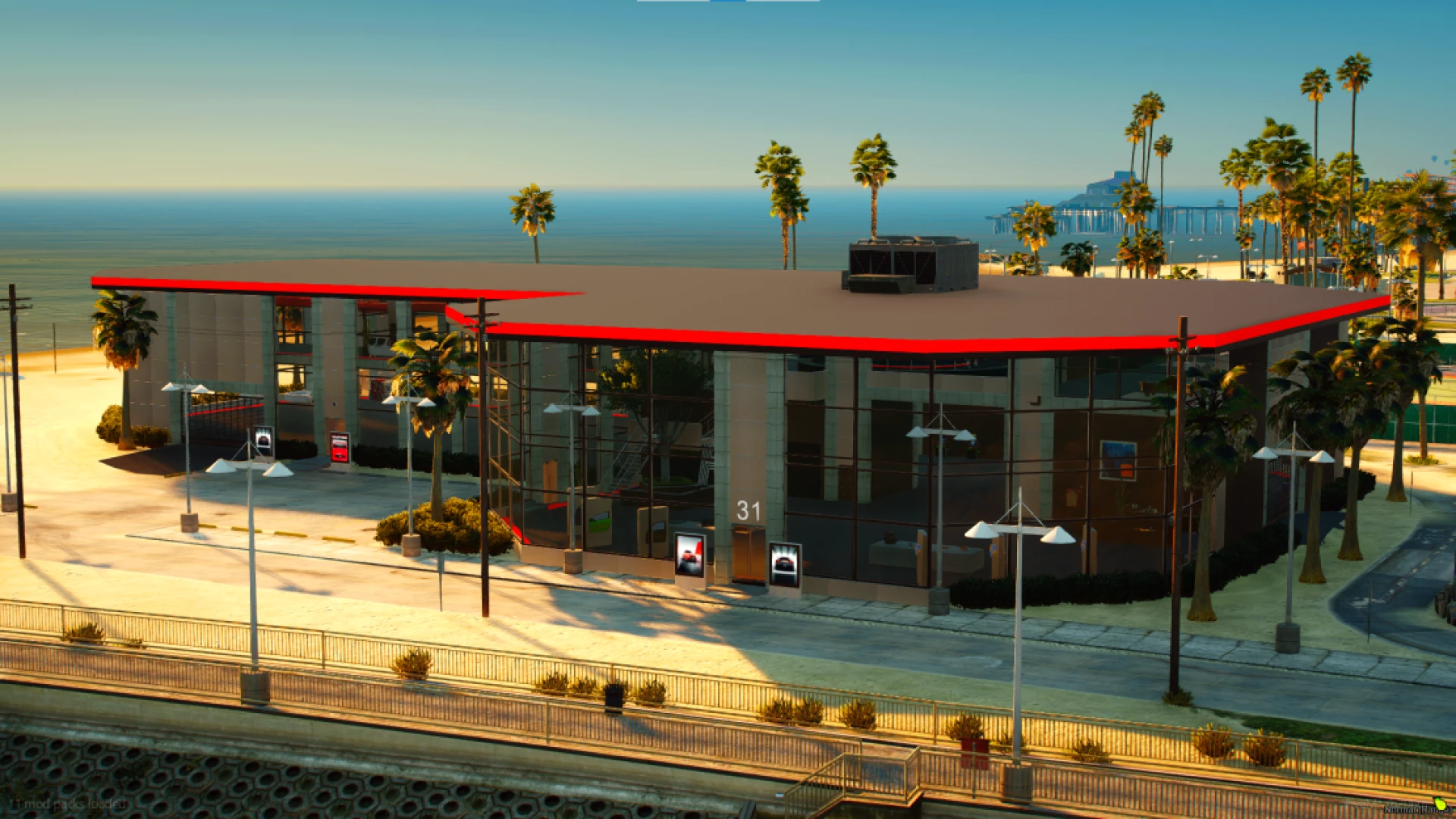 Beach car dealership showroom interior in FiveM