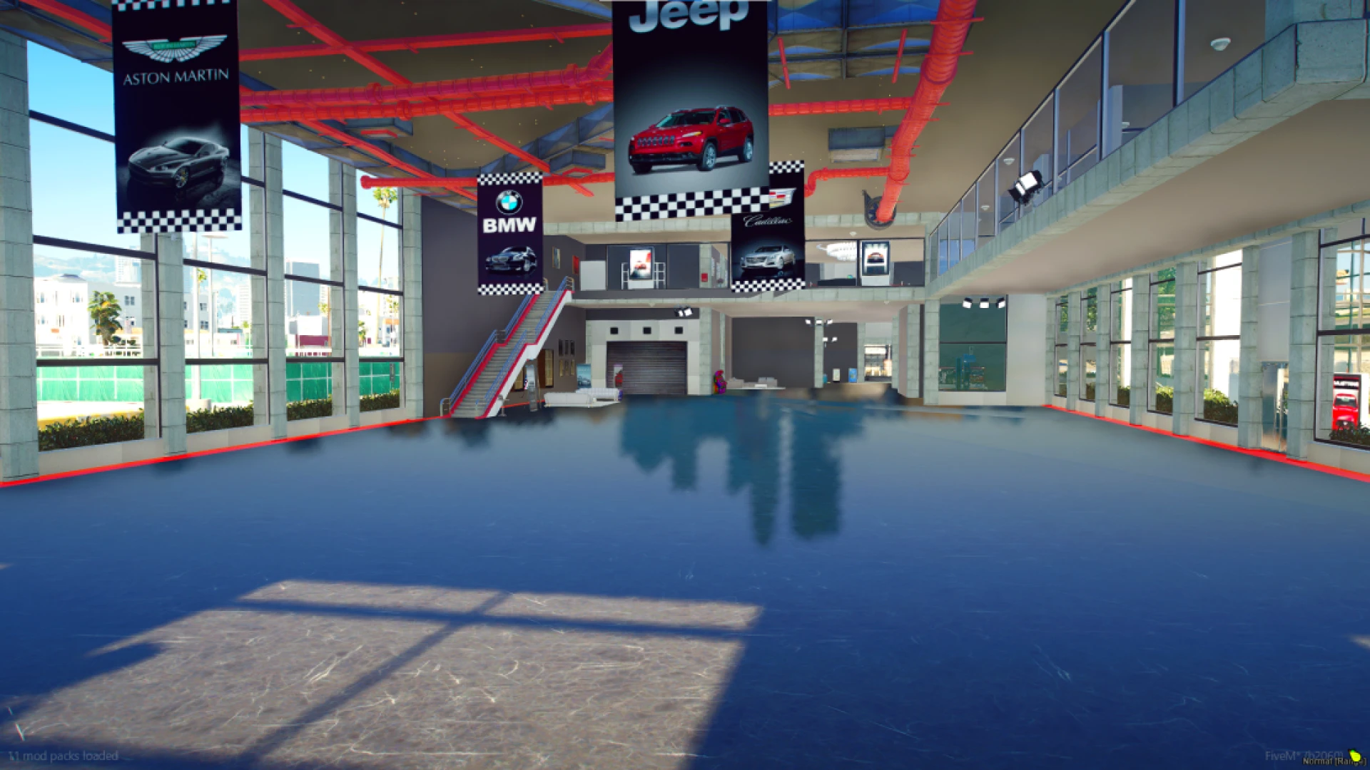 Beach car dealership showroom interior in FiveM — view 2