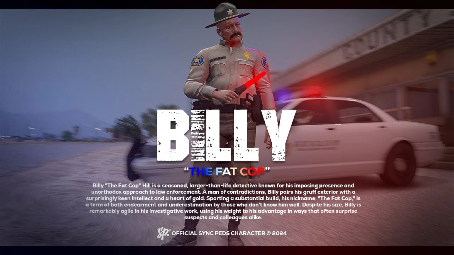 Billy Hill fat cop ped shown in-game for FiveM