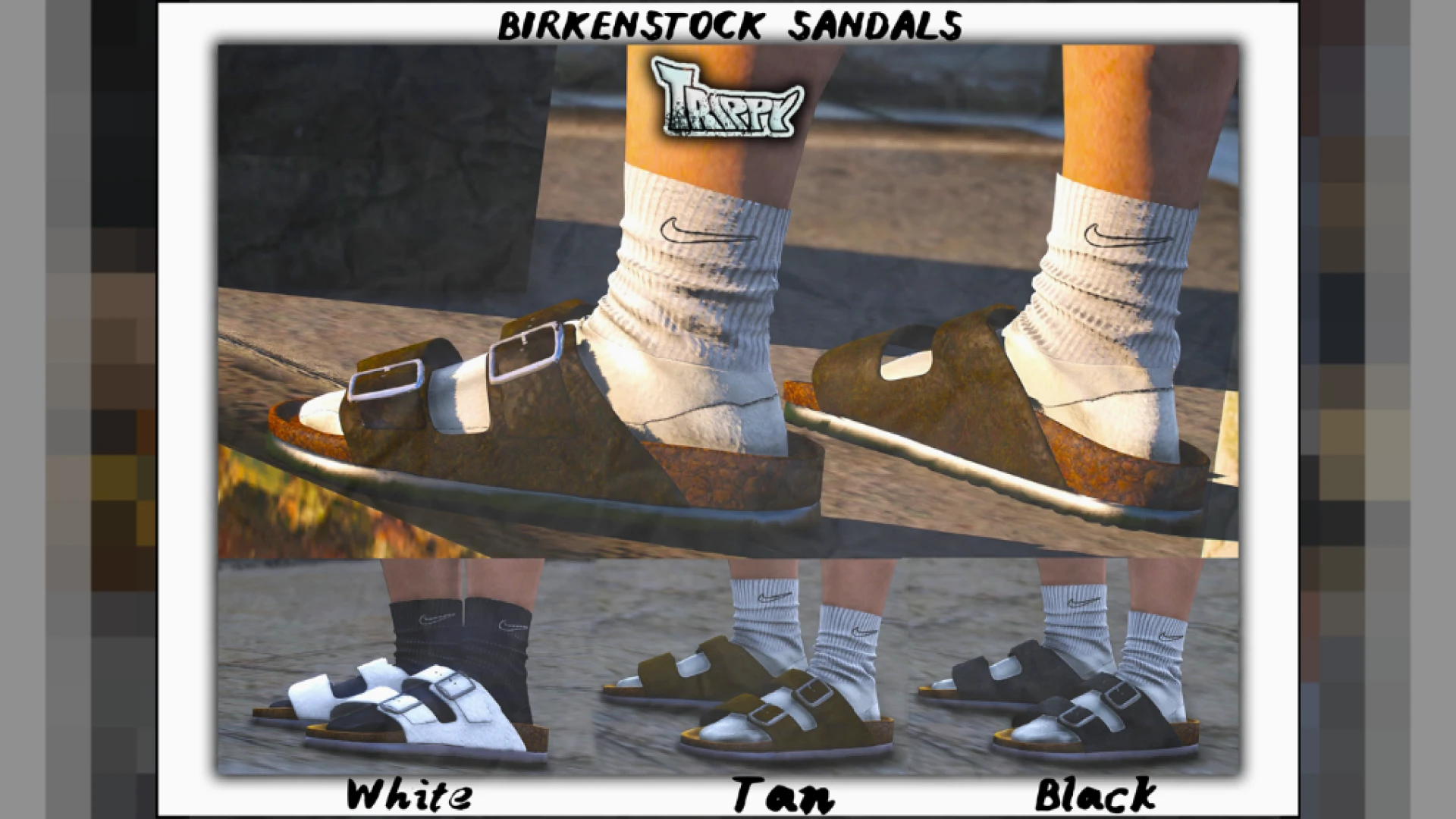 Birkenstock sandals shown on a FiveM freemode character