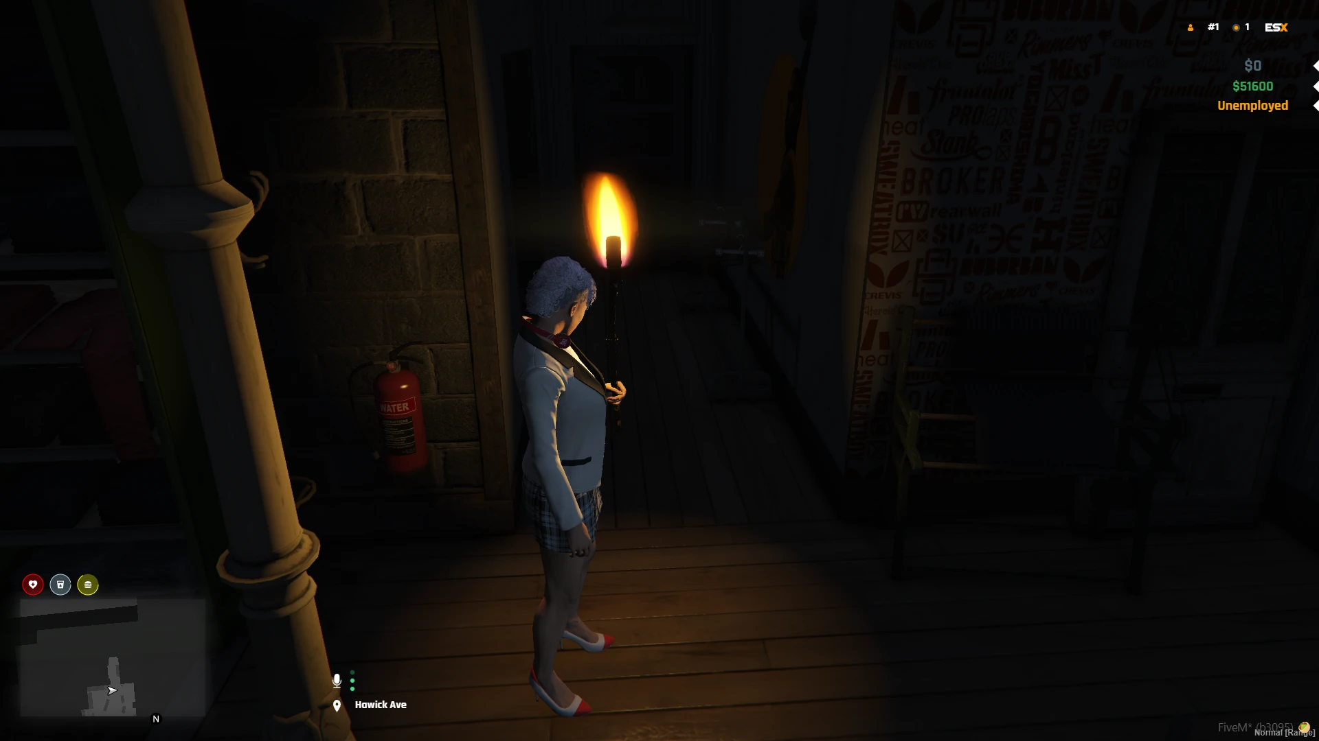 Blackout torch animation showing a character holding a lit torch in FiveM