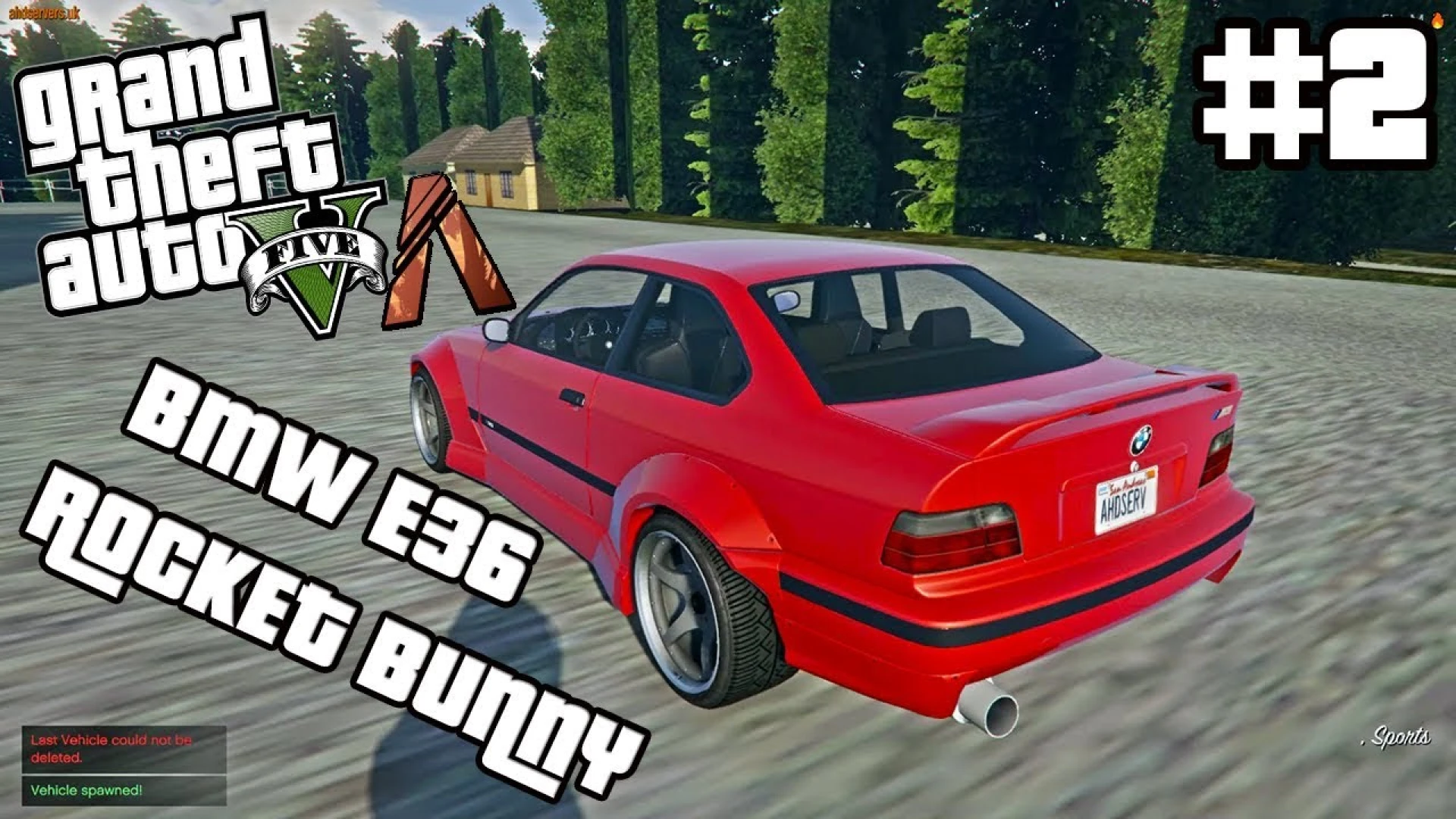 BMW E36 Drift widebody tuner parked in a FiveM garage — view 2