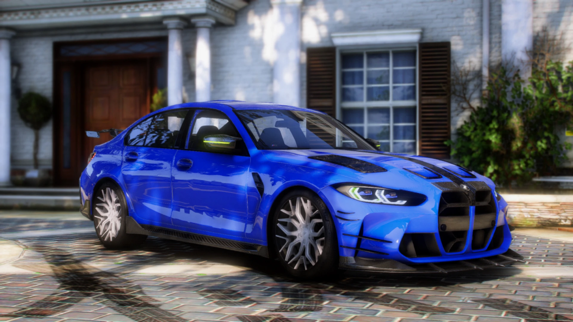 BMW M3 Competition add-on car in a FiveM roleplay garage
