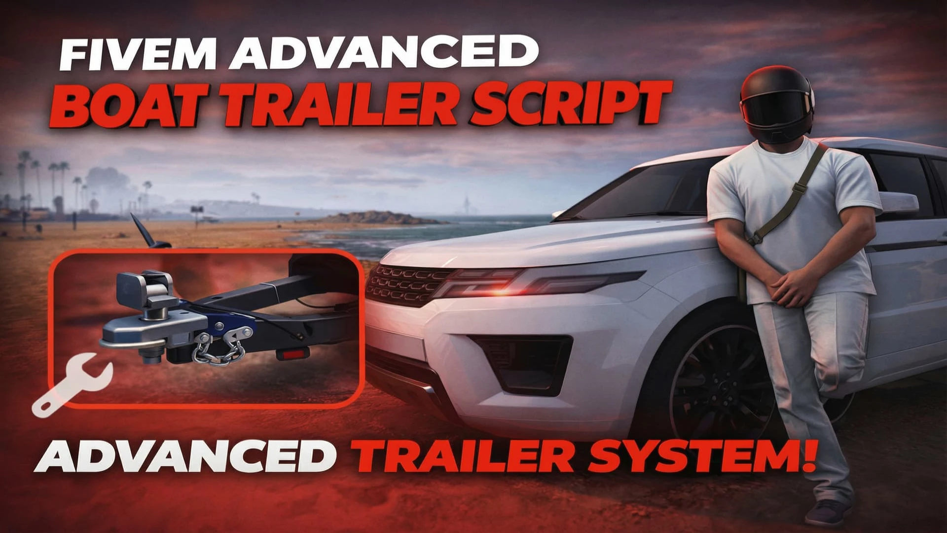 Boat Trailer Towing FiveM script — launching a boat from a trailer