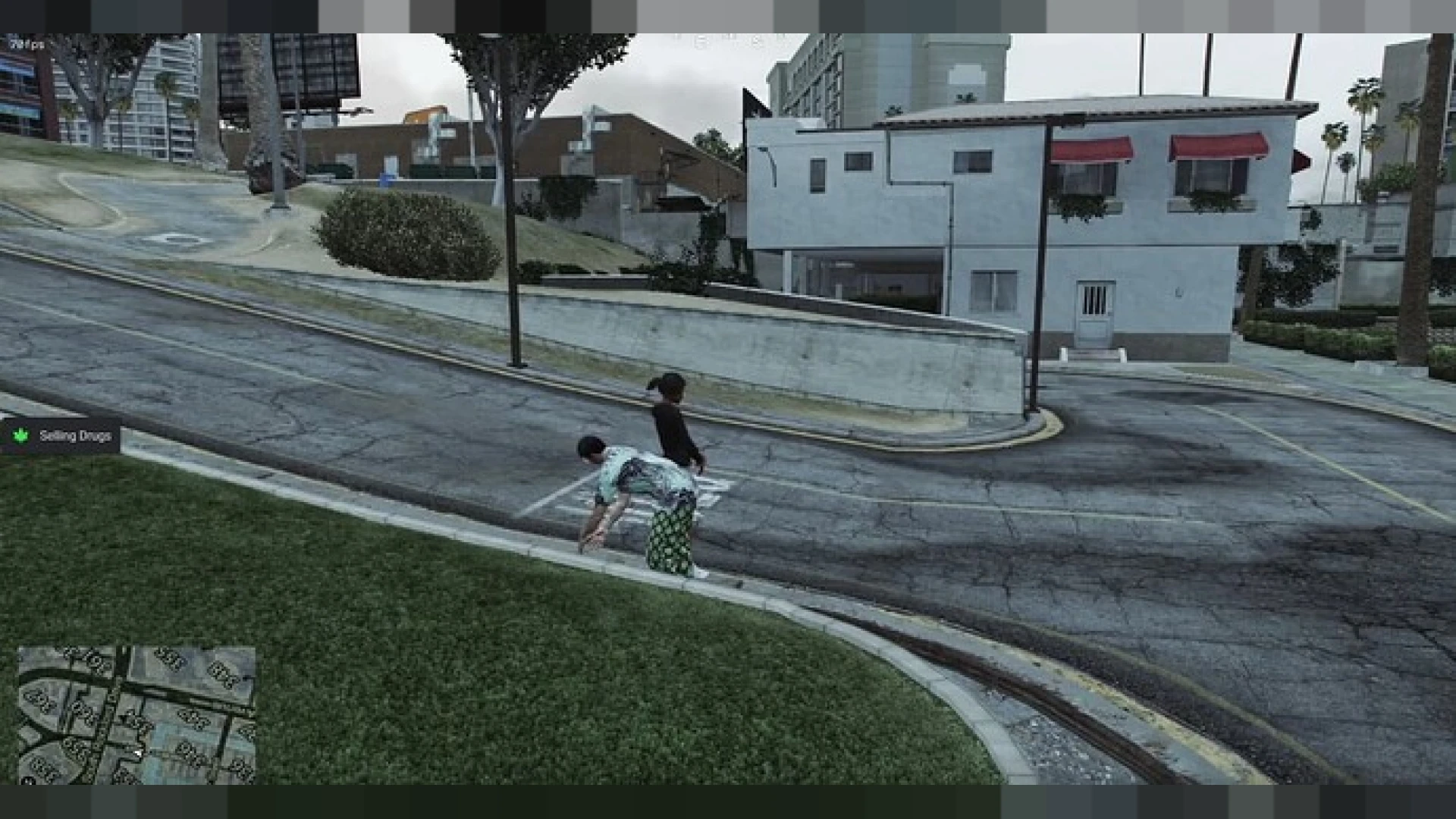 Drug selling script corner deal between a player and pedestrian in FiveM