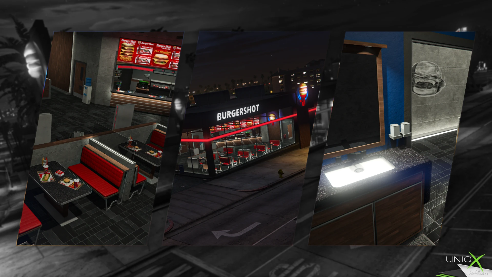 Burgershot MLO kitchen and dining counter interior