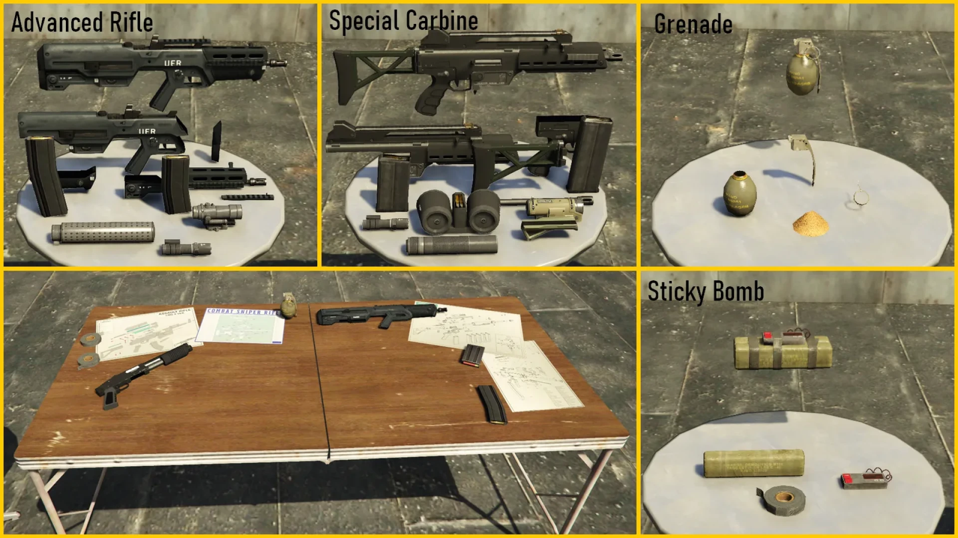 Weapon Parts props pack of receivers, barrels and magazines in FiveM — view 2