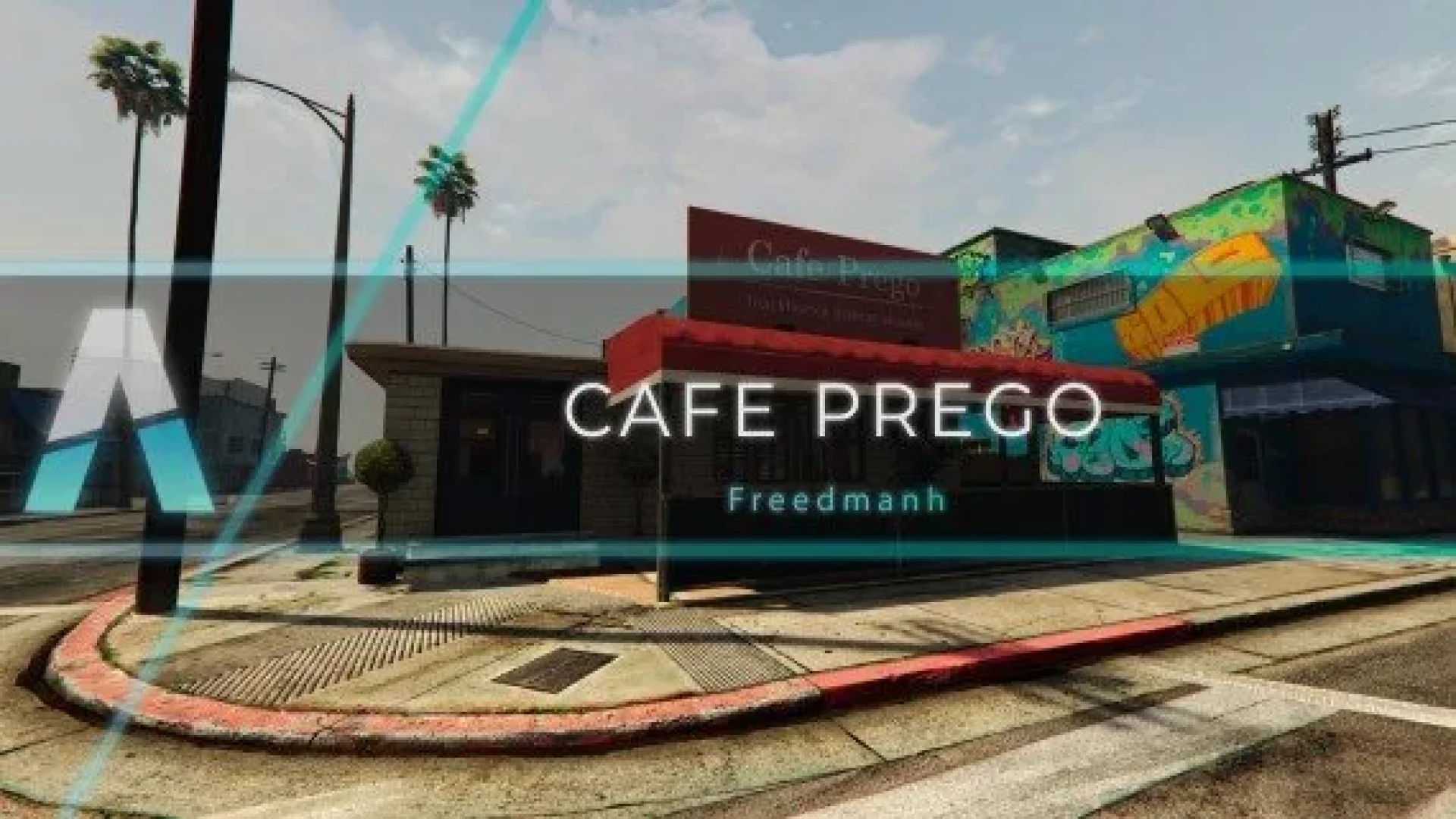 Cafe Prego coffee shop interior with counter and seating in FiveM