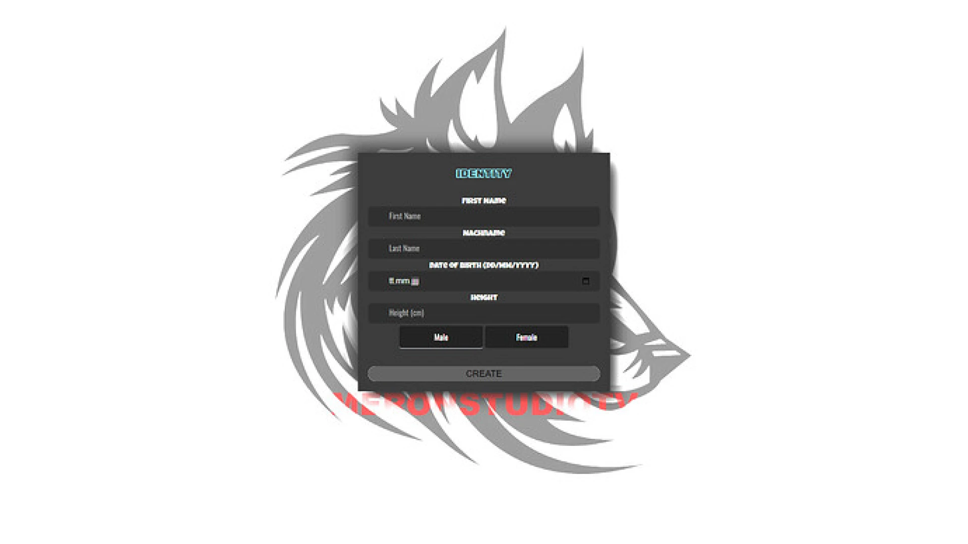Character identity registration panel shown to a new FiveM player