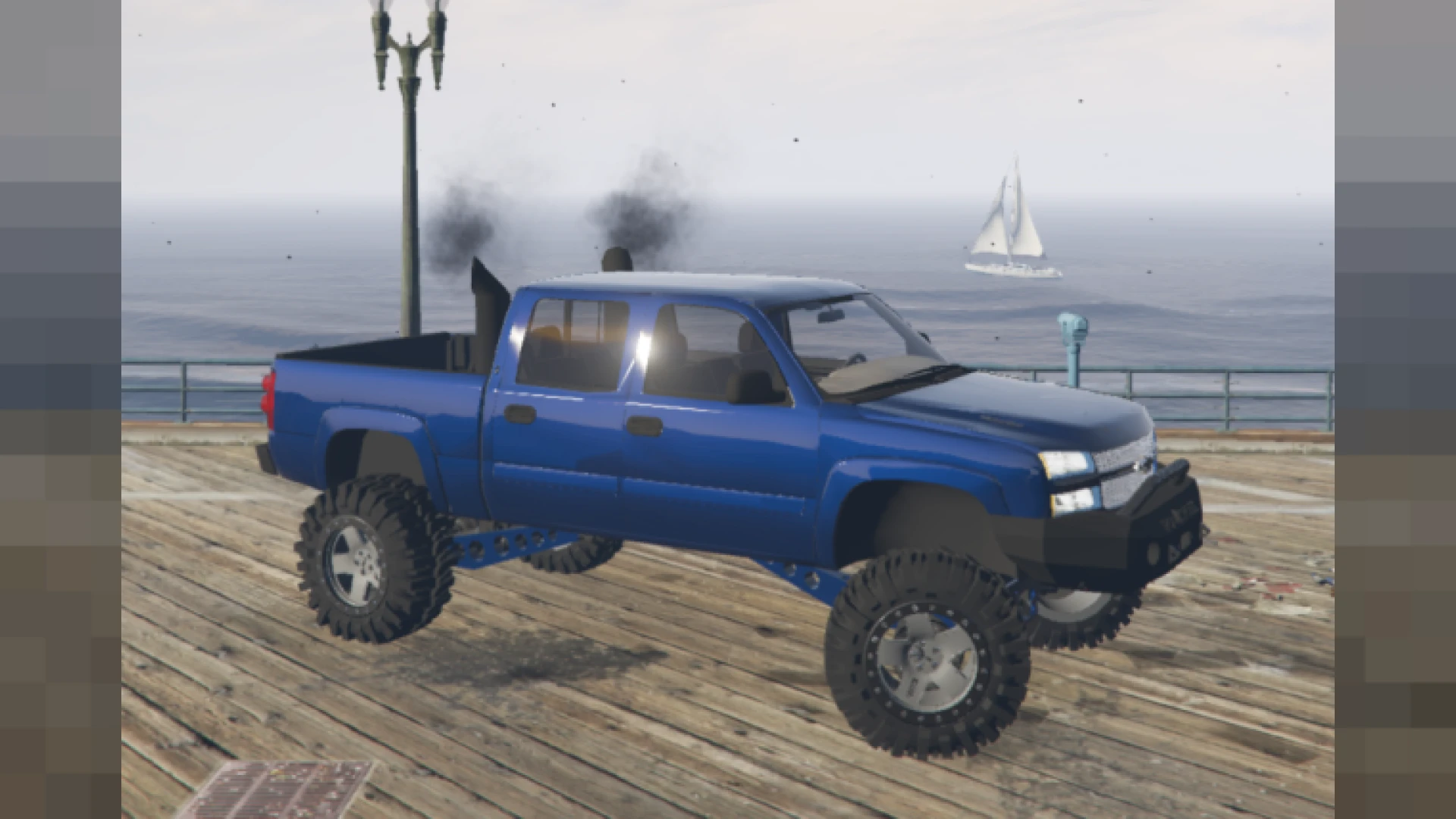 Chevrolet Cateye lifted Silverado off-road truck on a dirt trail in FiveM
