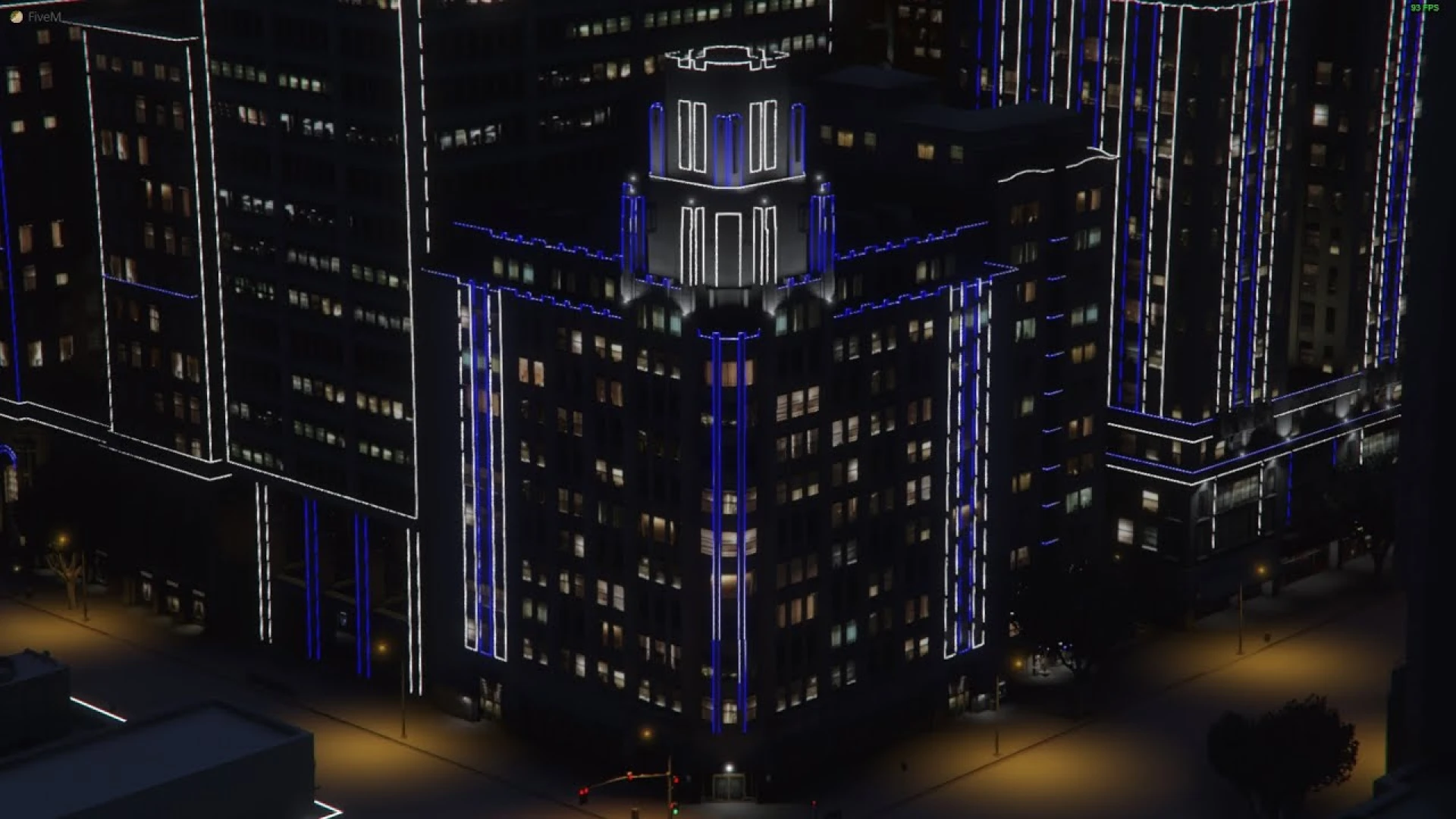 Christmas Lights shown in a FiveM roleplay server