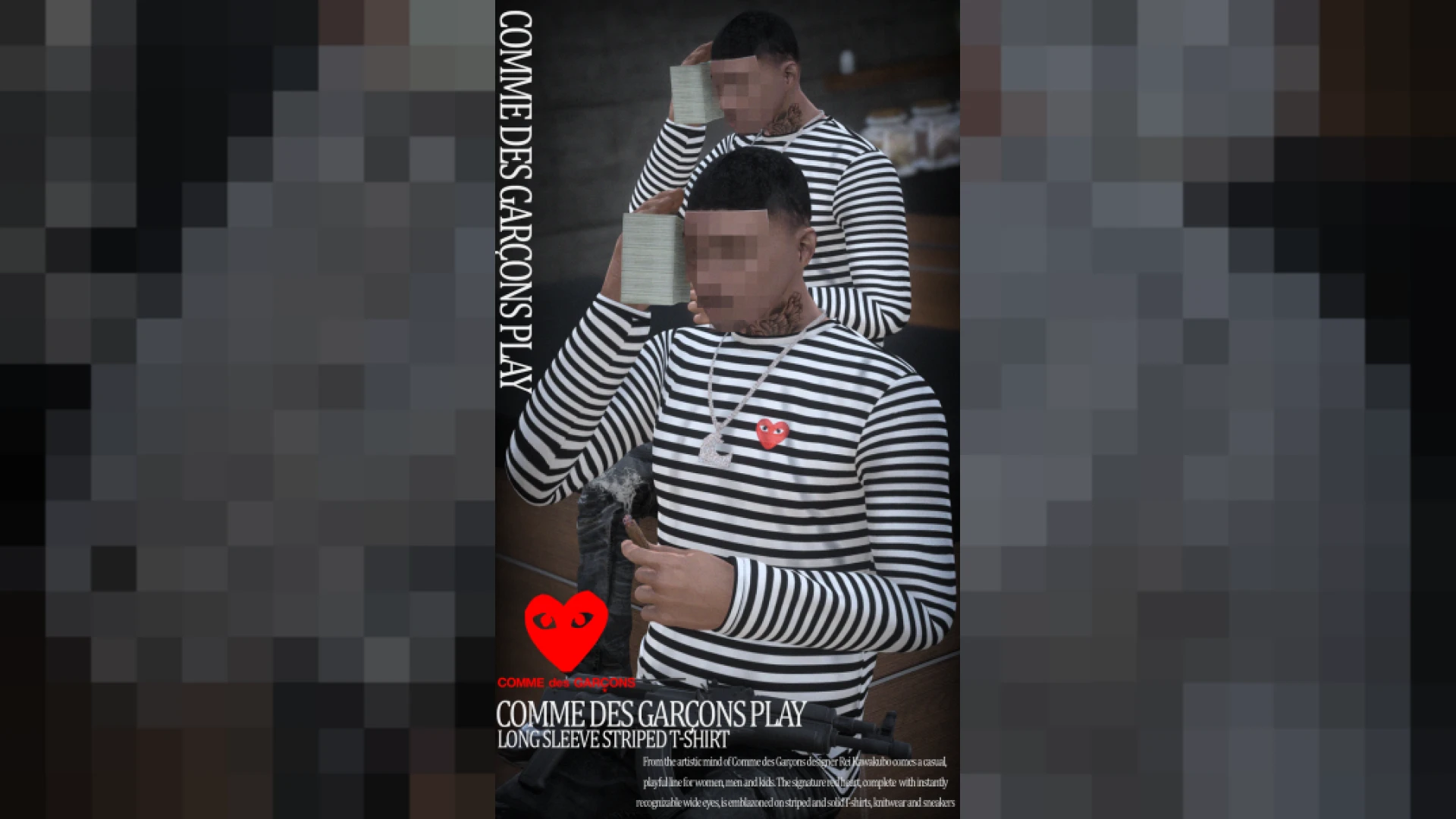 Comme des Garcons long sleeve on MP male character in FiveM
