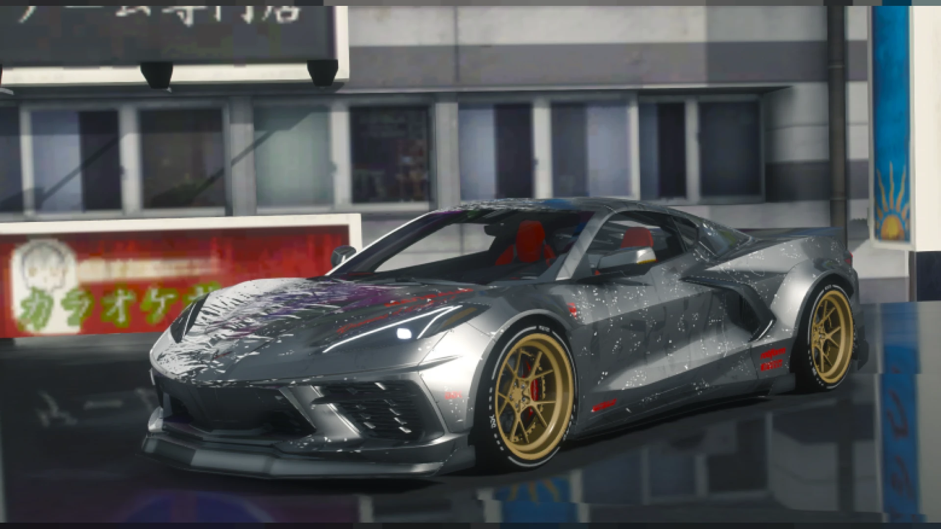 Corvette C8 Stingray supercar shown in a FiveM showroom