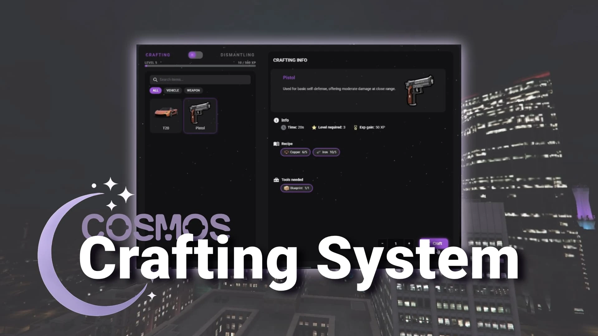 Crafting System FiveM crafting script — crafting bench recipe interface