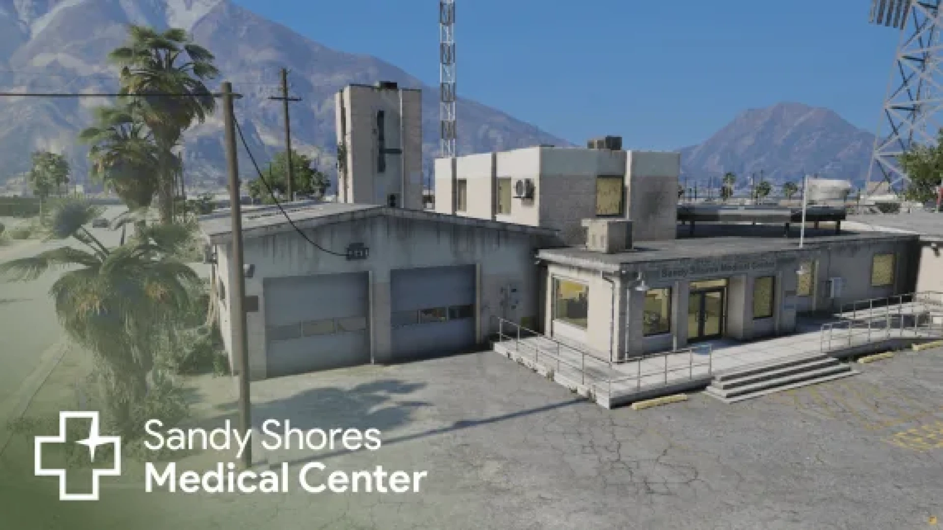 Sandy Shores medical center reception and treatment rooms in a FiveM server