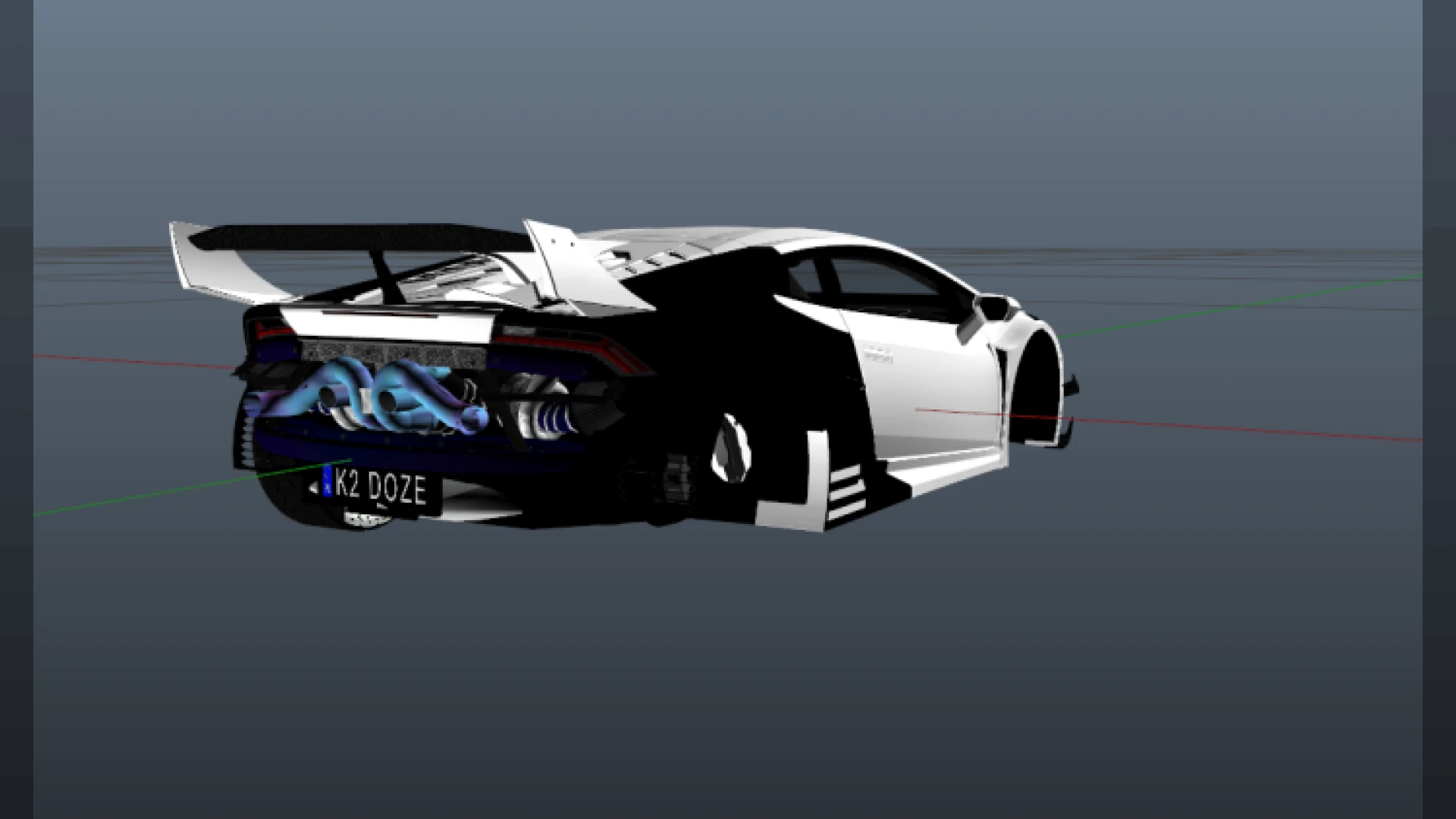 Custom Lamborghini widebody supercar with scissor doors shown in FiveM — view 2
