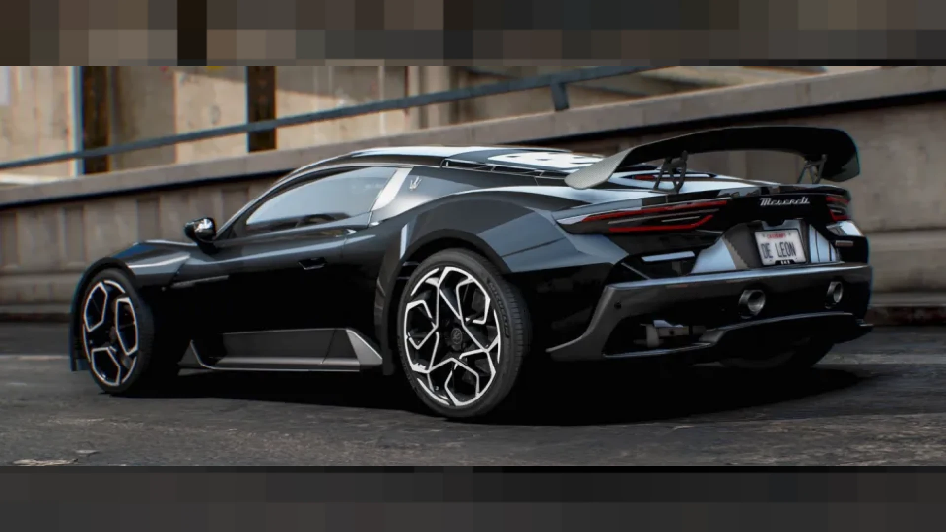 Custom sport coupe FiveM add-on car parked in a roleplay city