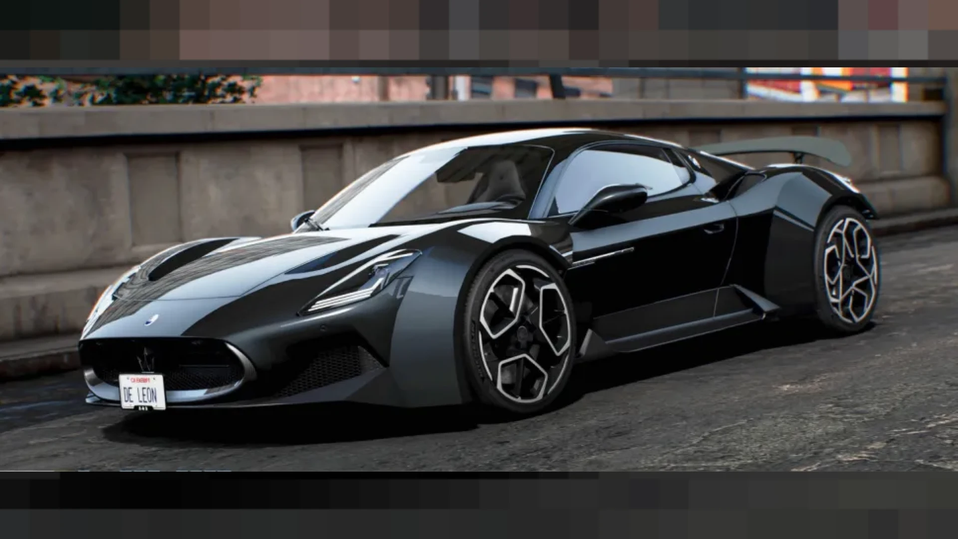 Custom sport coupe FiveM add-on car parked in a roleplay city — view 2