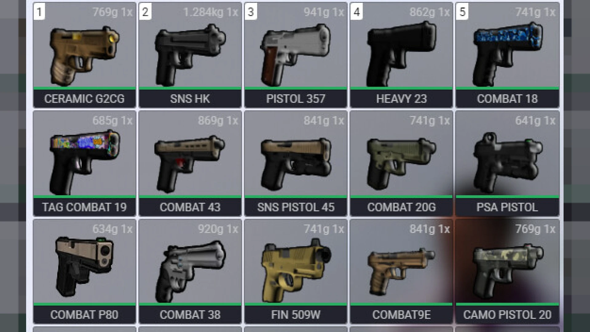 Custom weapons pack firearms displayed for a FiveM server