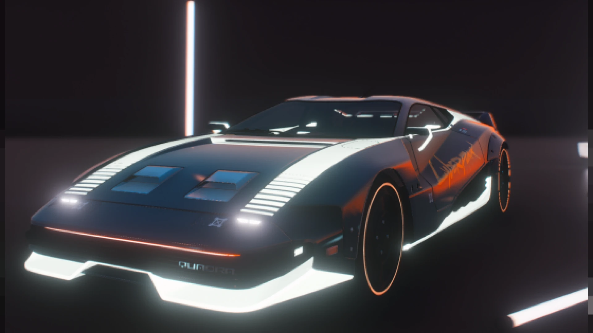 Cyberpunk animated car glowing with neon lights in FiveM