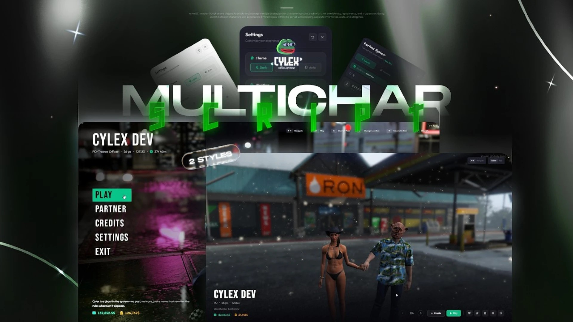 Cylex Multicharacter V3 FiveM multicharacter screen with animated character slots