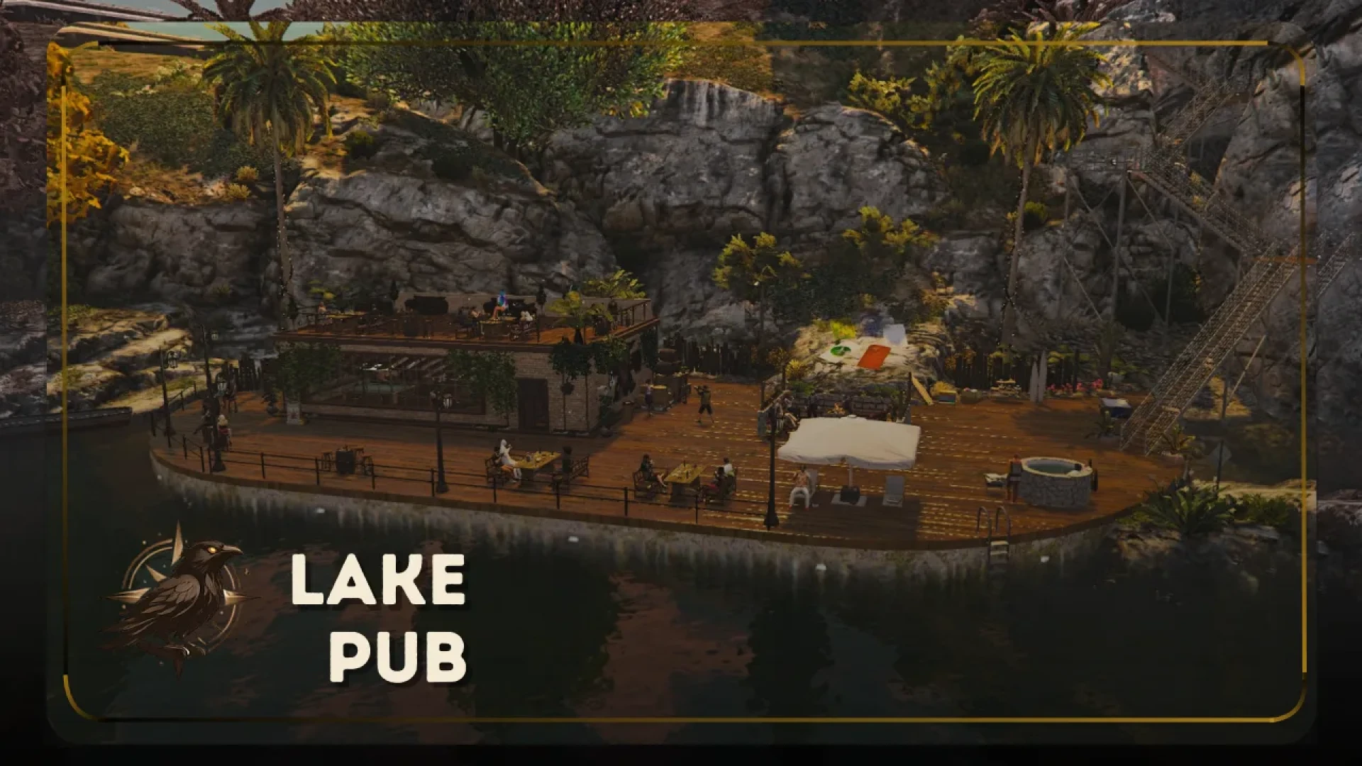 Lake Pub MLO lakeside bar interior with counter and seating