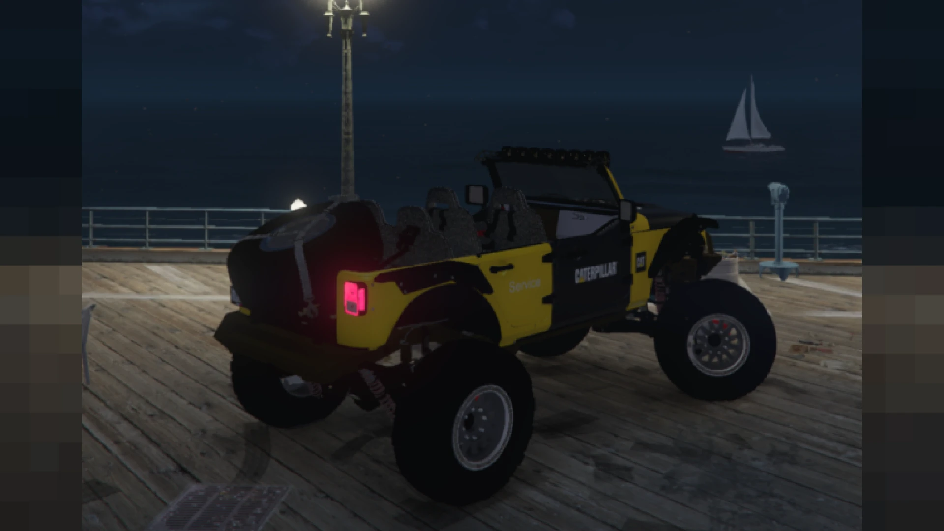 DeBerti Jeep lifted off-road build on a rocky FiveM trail — view 2
