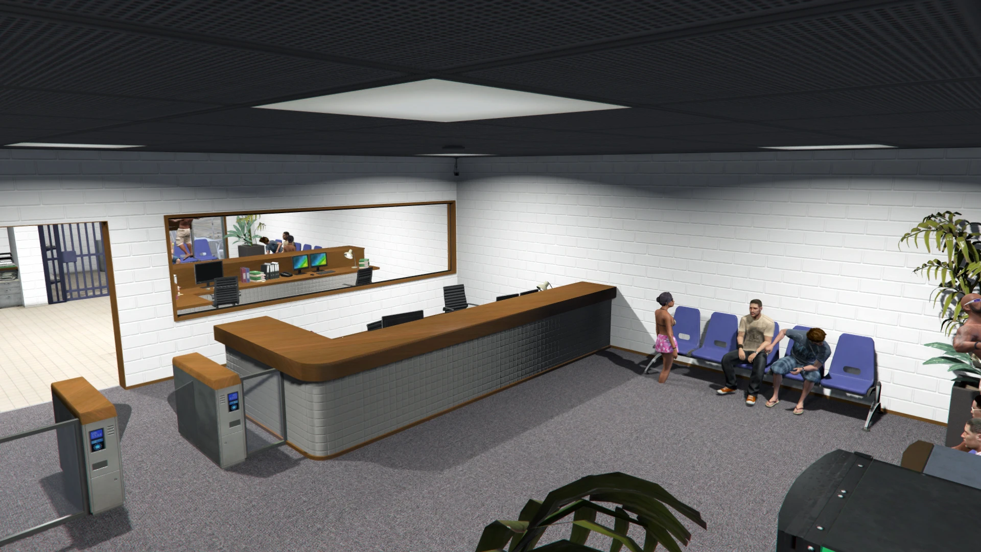Del perro pd station with a booking desk and holding cells — view 2
