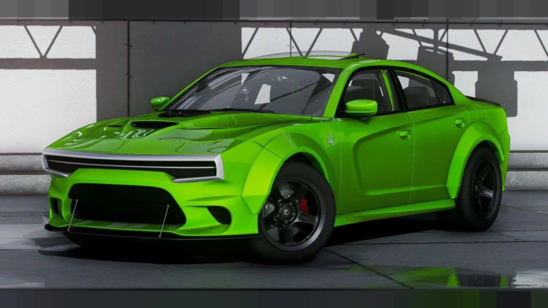 Charger Hellephant FiveM tuned muscle car launching down a straight